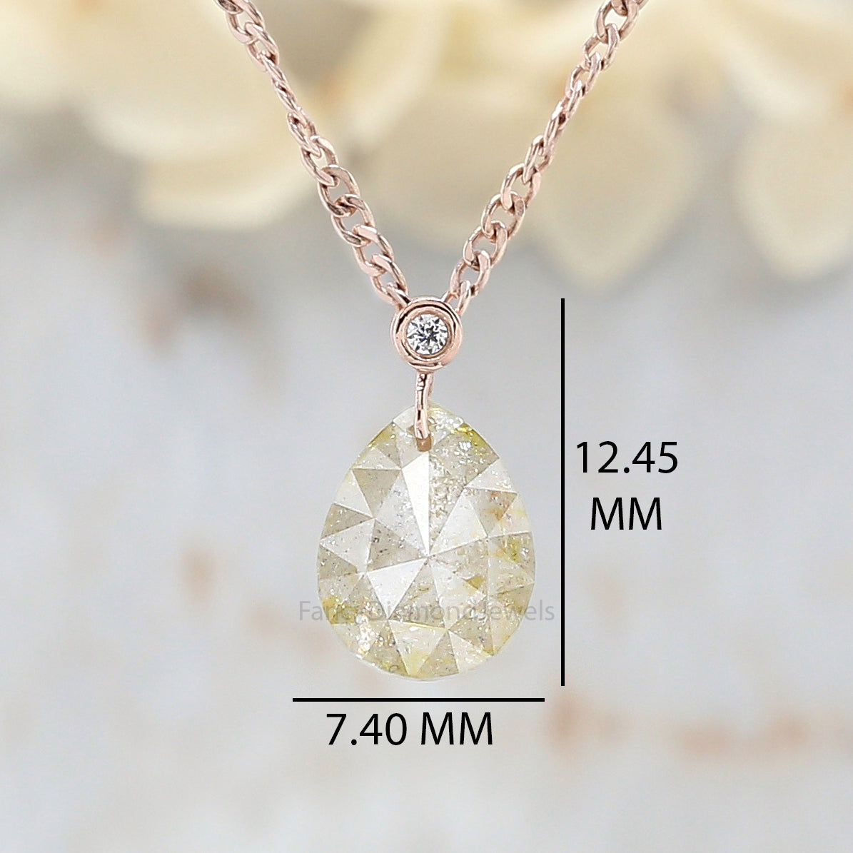 Pear Shape Grey Color Diamond Pendant 2.96 Ct 9.30 MM Pear Cut Diamond Pendant 14K Solid Rose Gold Silver Engagement Pear Pendant QL7462