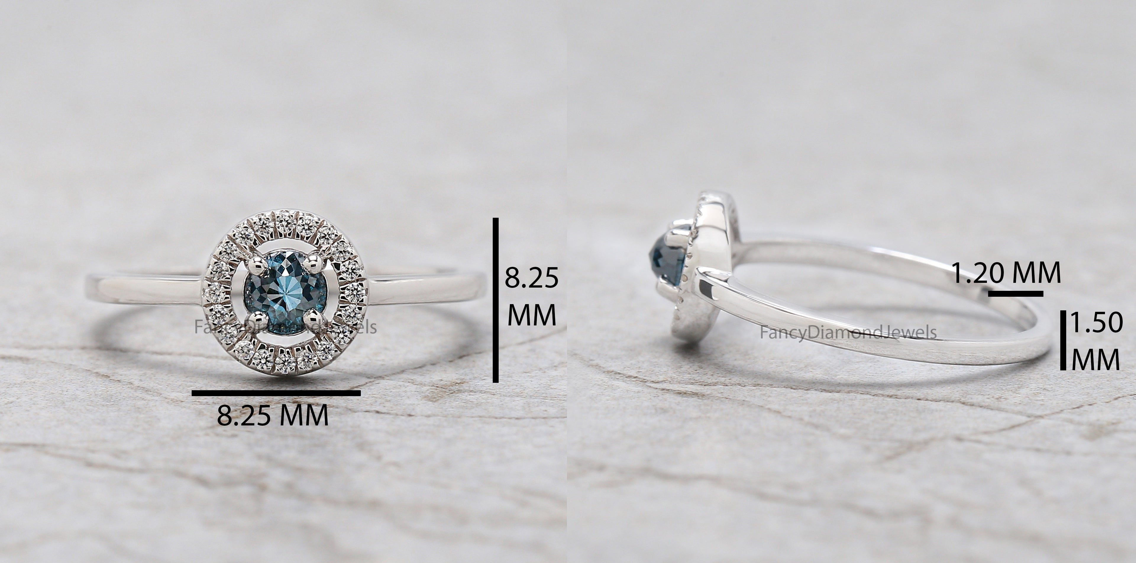 Round Rose Cut Blue Color Diamond Ring, Blue Rose Cut Diamond Engagement Ring, Rose Cut Diamond Ring, Round Rose Cut Shape Ring, KD1131