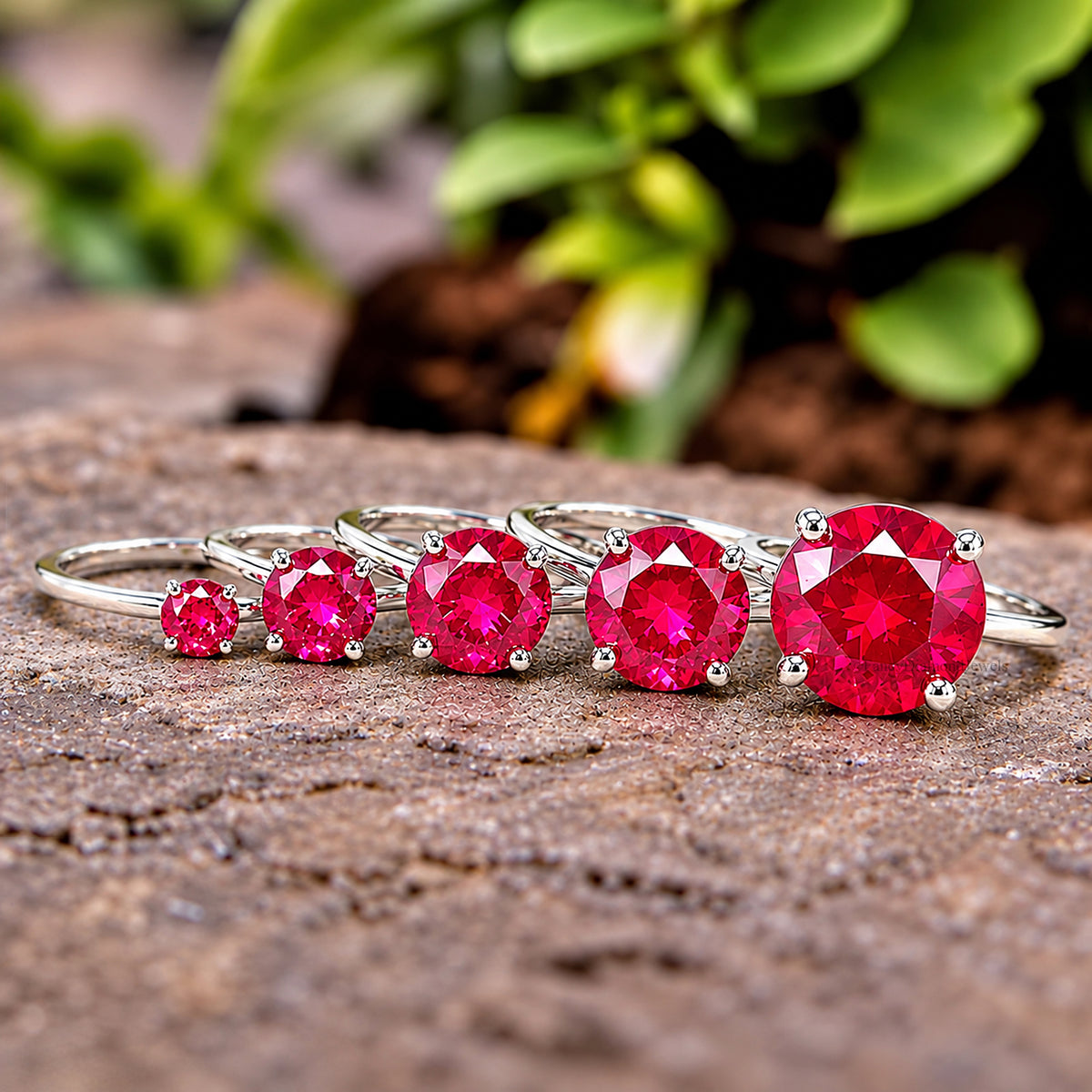 Round Red Ruby stone engagement ring 11mm 9mm 8mm 6.50mm 4mm ring silver simulant Ring Solitaire ring Diamond ring Gift for her FD516