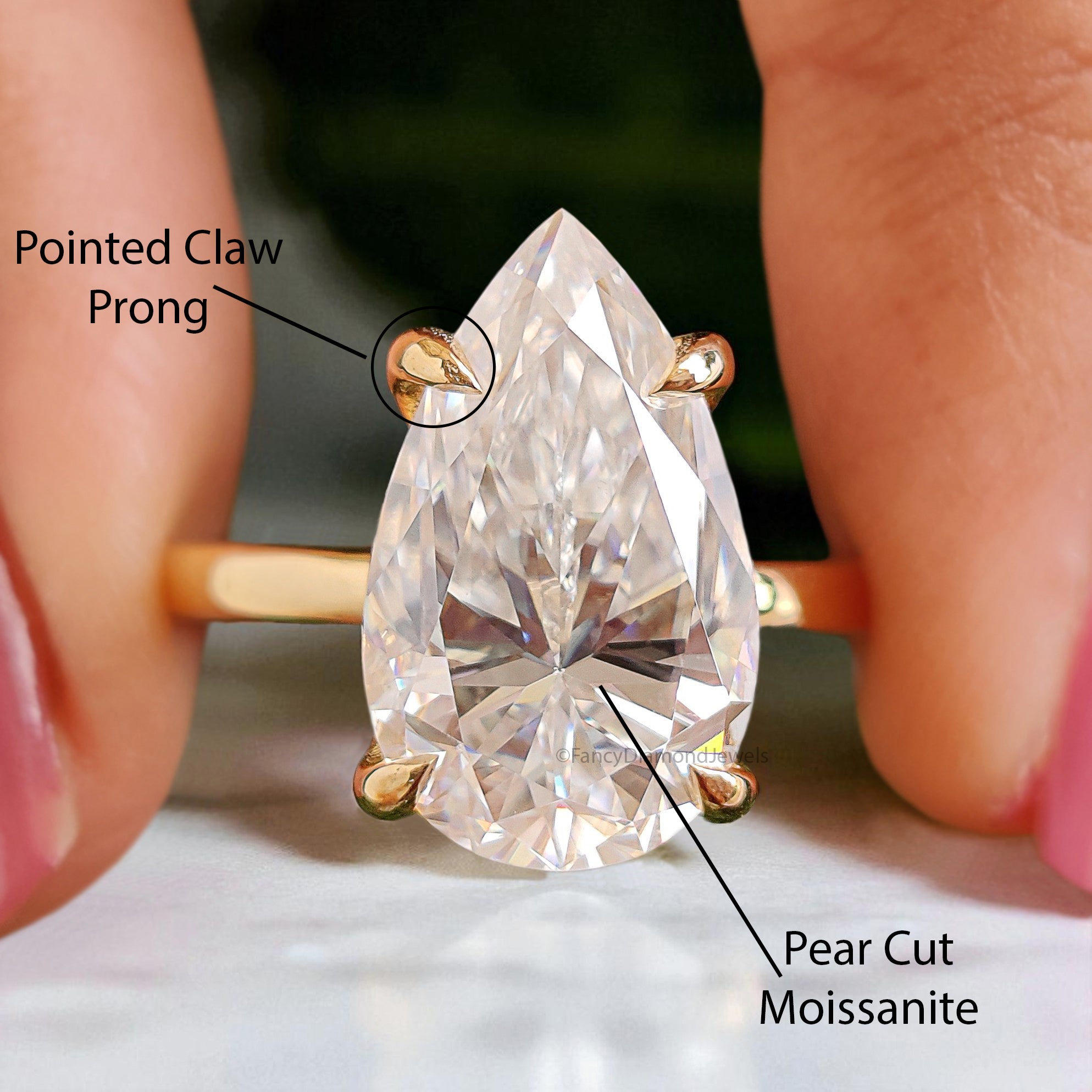 4.60 CT Pear Brilliant Cut Moissanite Engagement Ring Prong Set Ring Pear Solitaire Ring Wedding Ring Yellow Gold Ring Gift For Her FD444