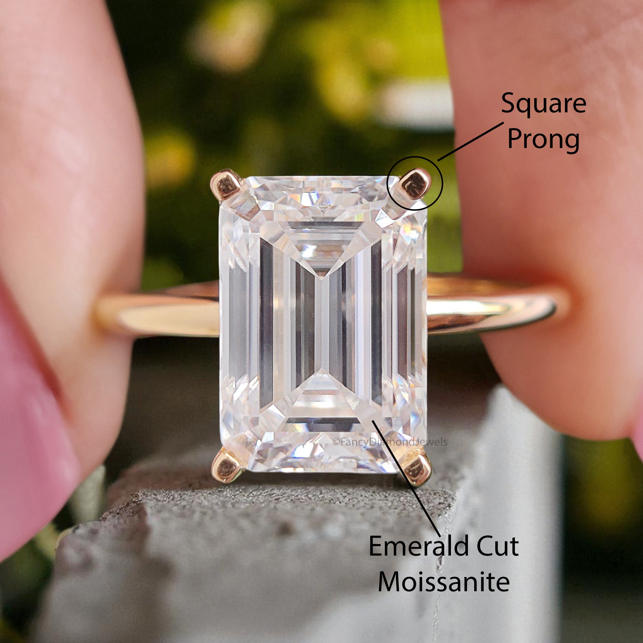 2.90 Emerald Cut Engagement Ring in Solid Yellow 10K/14k/18k Gold Emerald Cut Solitaire Engagement Ring Brilliant Moissanite Ring FD04