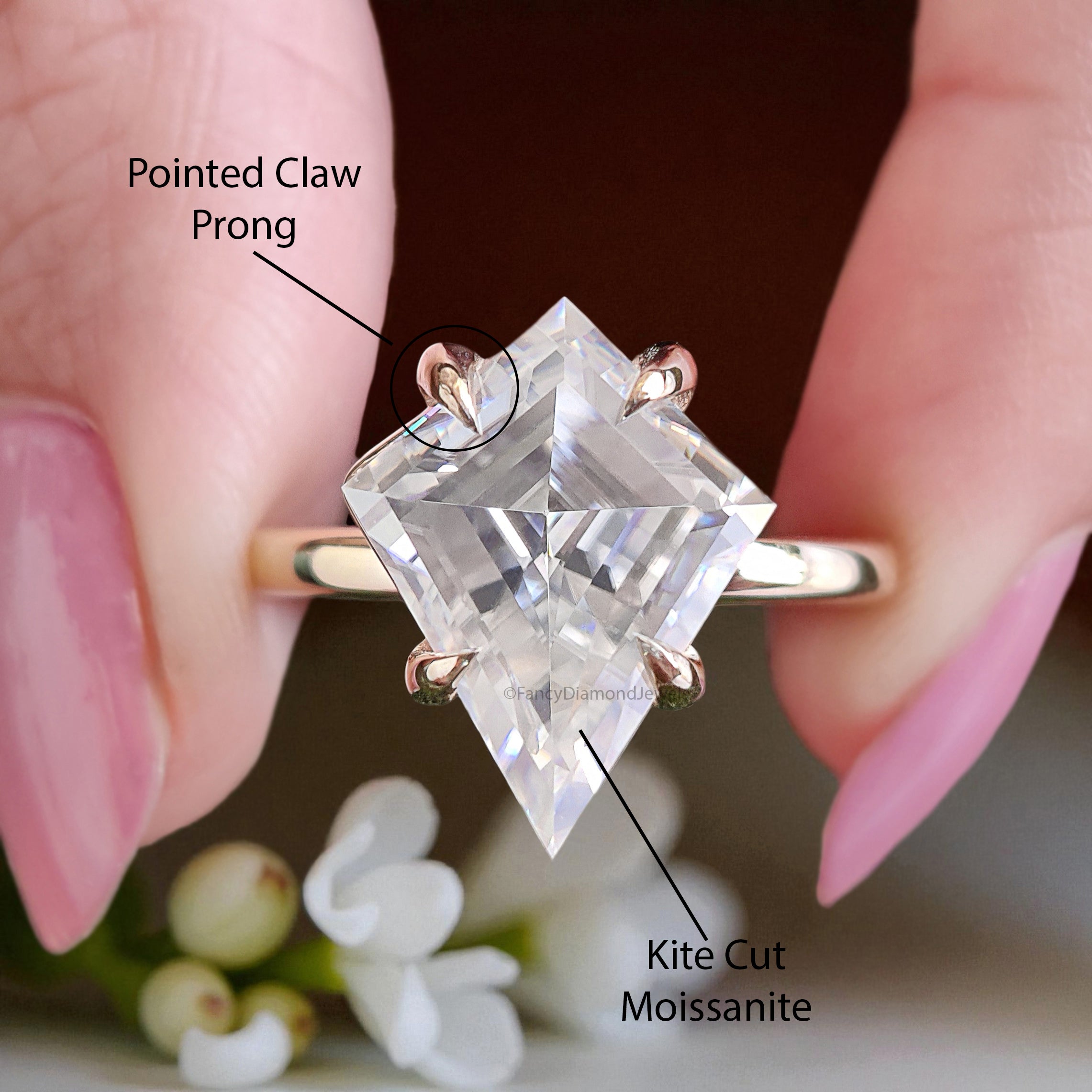 4.30 CT Kite Brilliant Cut Moissanite Engagement Ring Prong Set Ring Kite Solitaire Ring Wedding Ring Yellow Gold Ring Gift For Her FD454