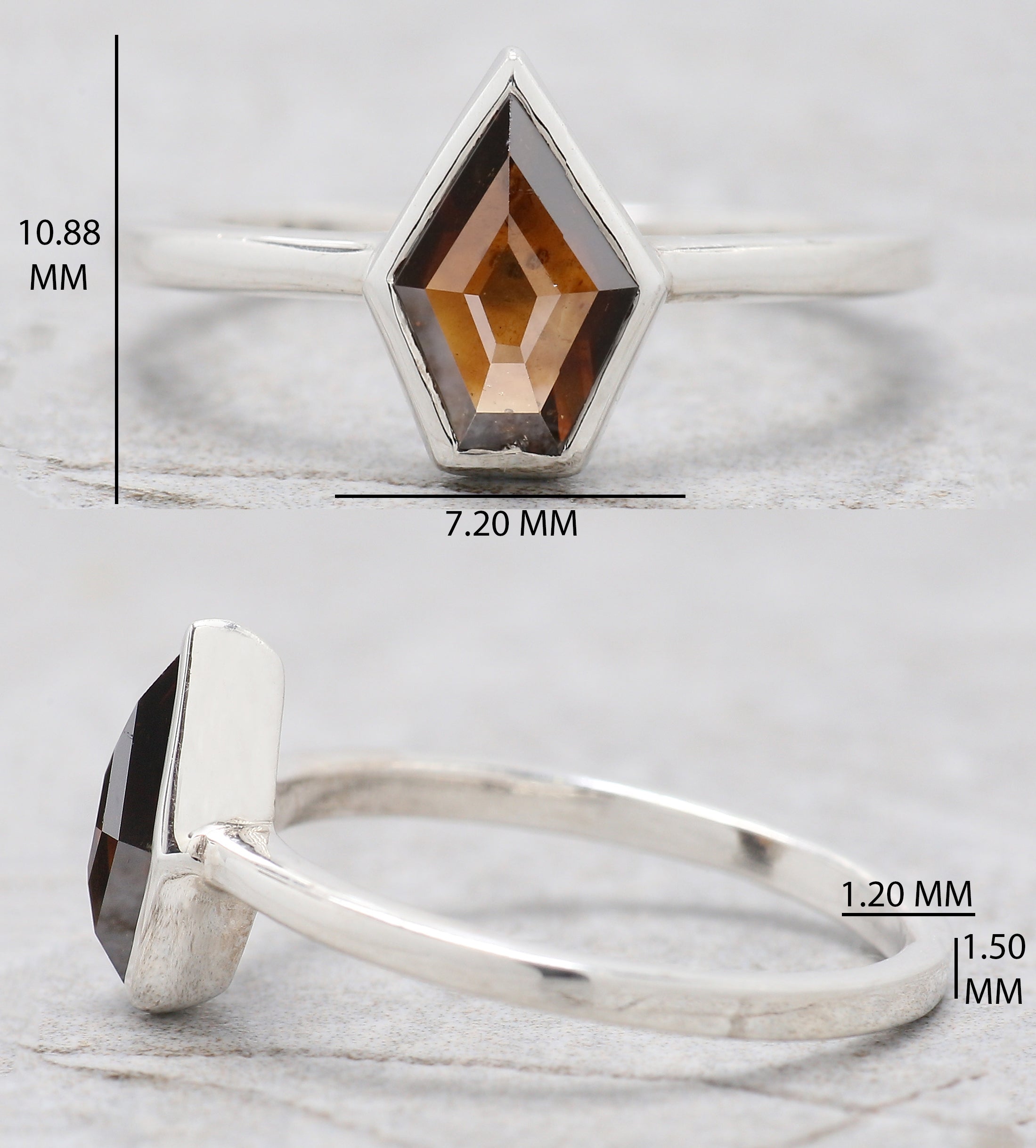 Shield Shape Brown Color Diamond Ring 1.04 Ct 8.65 MM Shield Diamond Ring 14K Solid White Gold Silver Engagement Ring Gift For Her QL1756