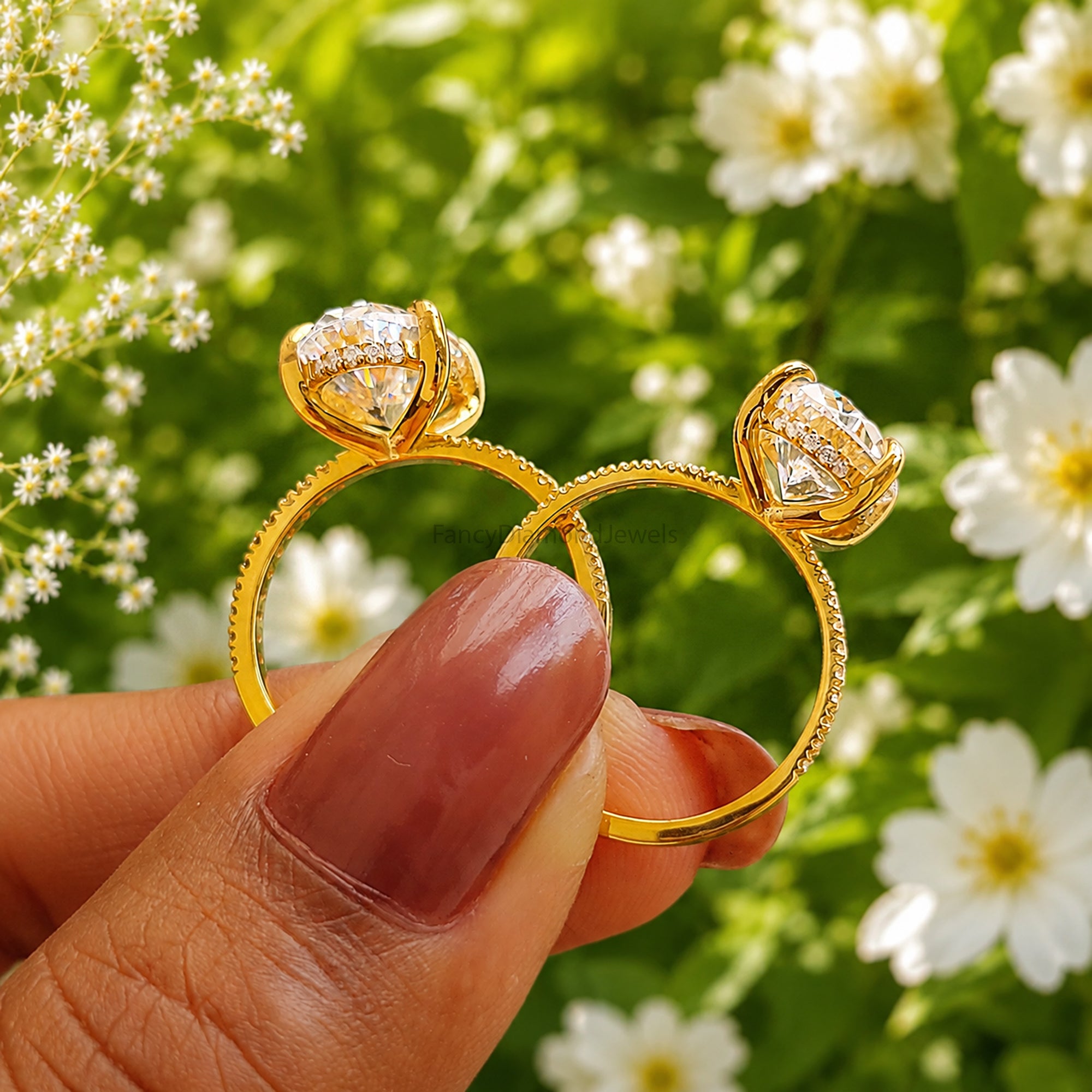 Oval Engagement Ring With Round Side Stone, Hidden Halo CZ Wedding Ring, Travel Ring, Classic Promise Ring, Dainty Anniversary Gift FD577