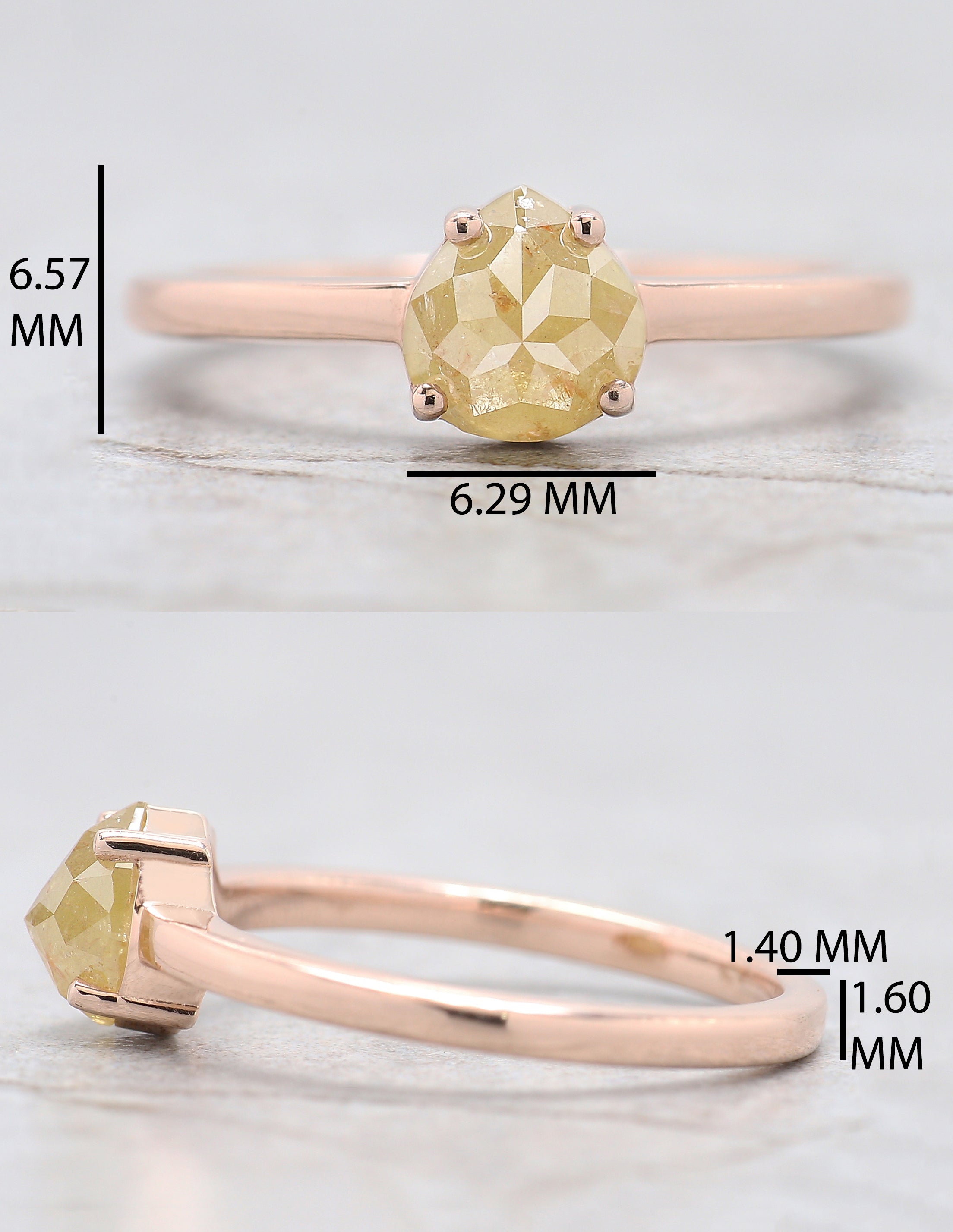 Pear Cut Yellow Color Diamond Ring 1.02 Ct 6.35 MM Pear Shape Diamond Ring 14K Solid Rose Gold Silver Engagement Ring Gift For Her QL1743