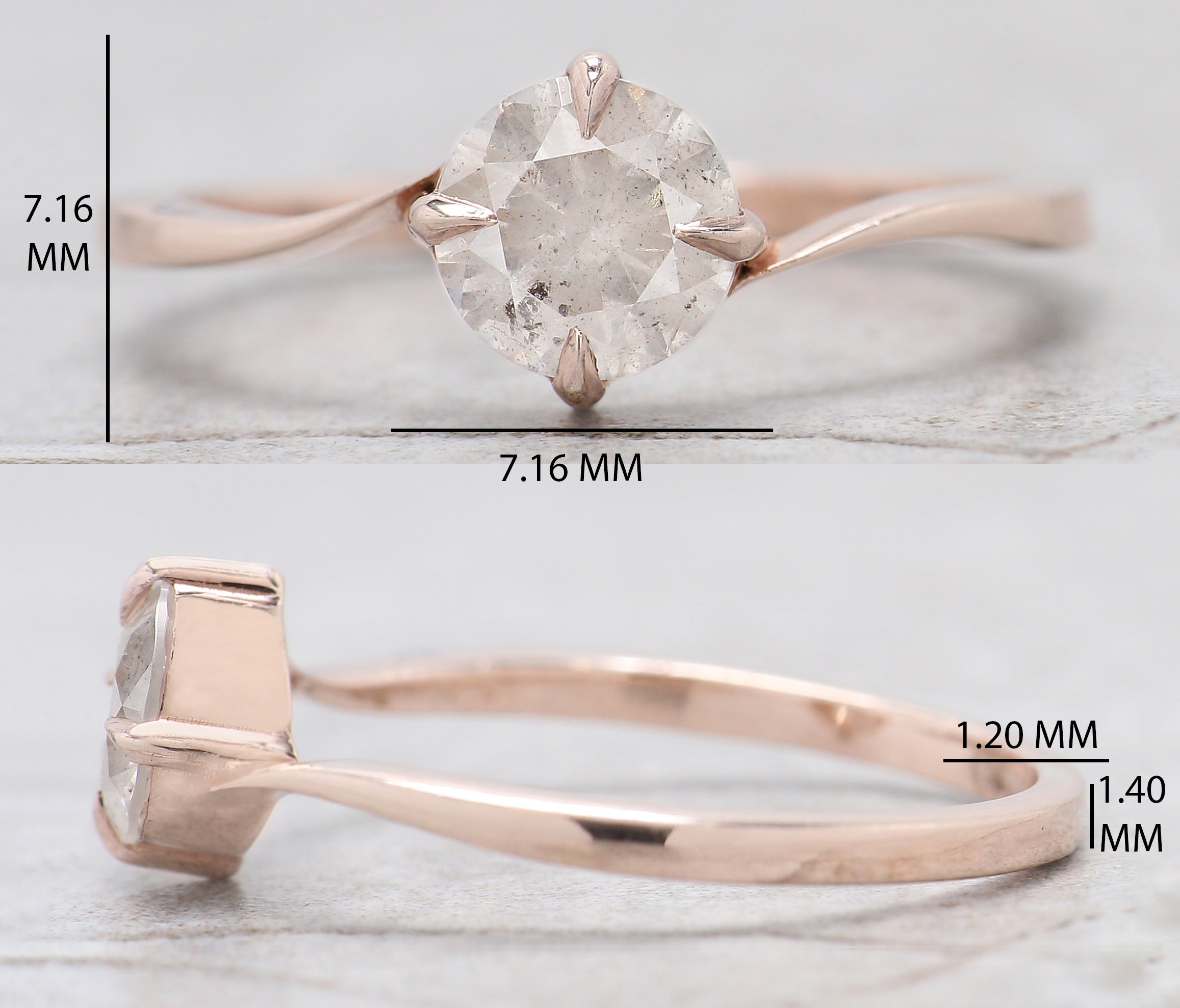 Round Cut White Color Diamond Ring 0.73 Ct 5.85 MM Round Shape Diamond Ring 14K Rose Gold Silver Round Engagement Ring Gift For Her QL347