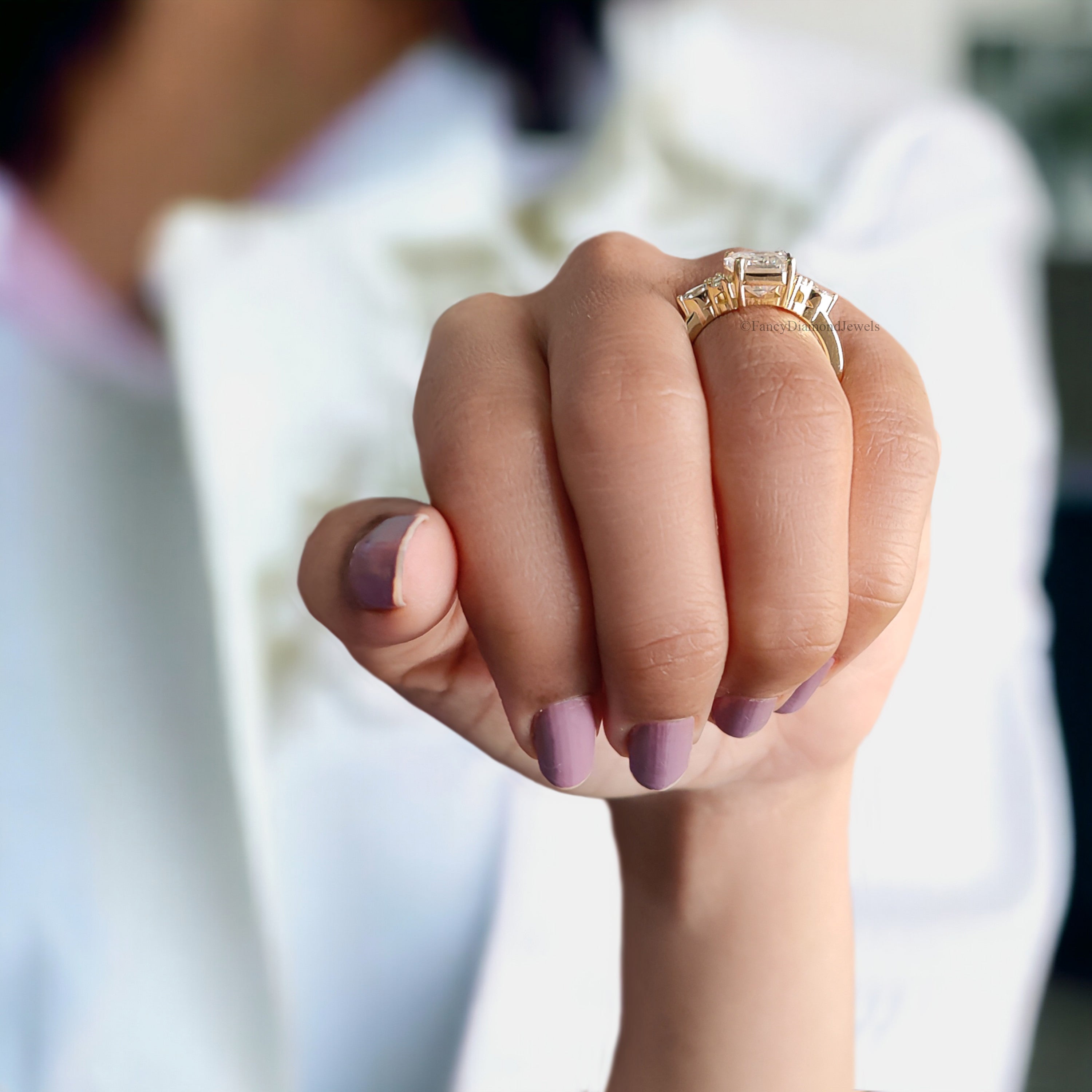 Vintage Emerald Cut Moissanite Engagement Ring Delicate Anniversary Ring Prong Simulated Diamond Ring Milgrain Antique Wedding Ring FD179