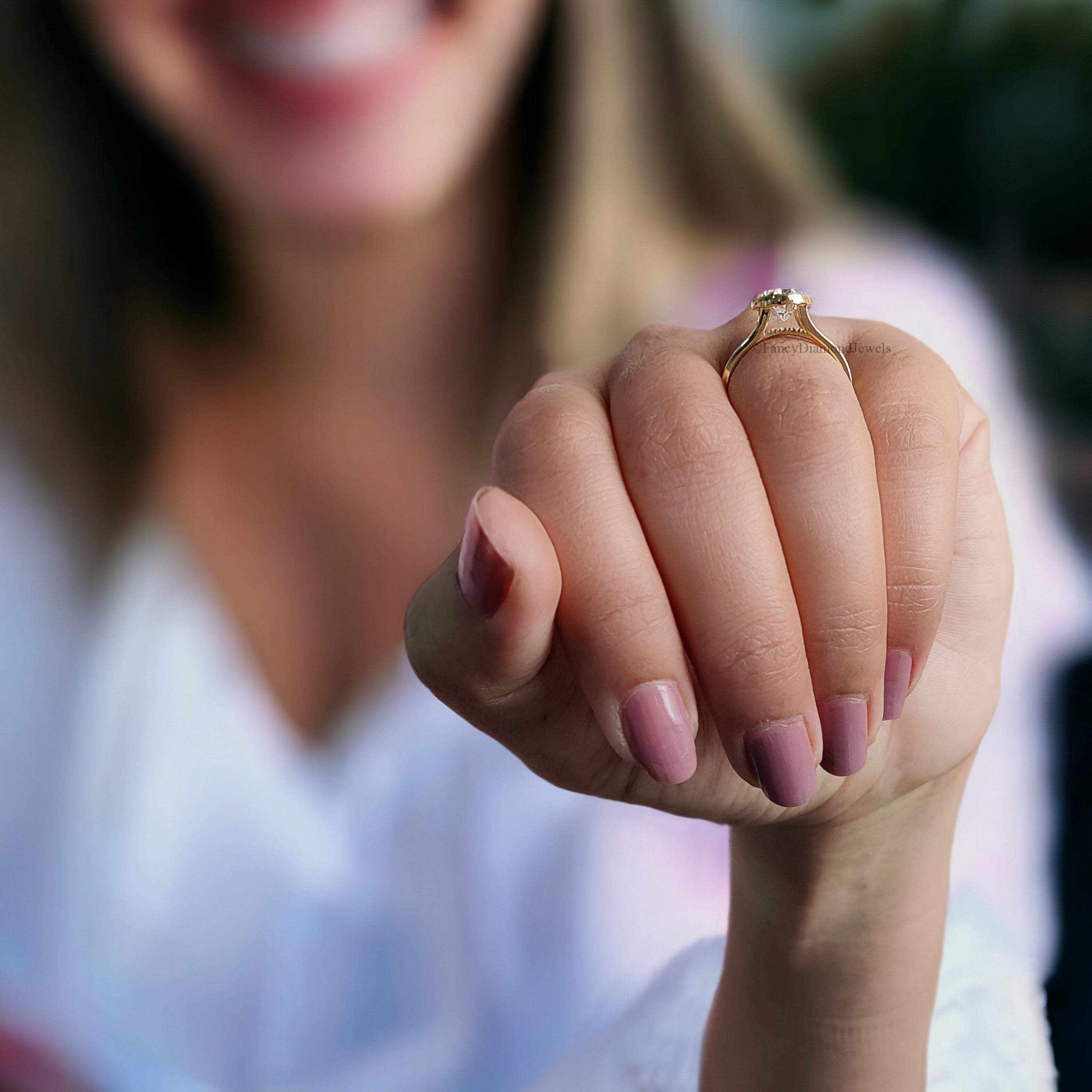 3.30 CT Vintage Style Oval Cut Solitaire With Accent Moissanite Engagement Ring Full Bezel Diamond Ring Split Shank Ring 14K Gold Ring FD147
