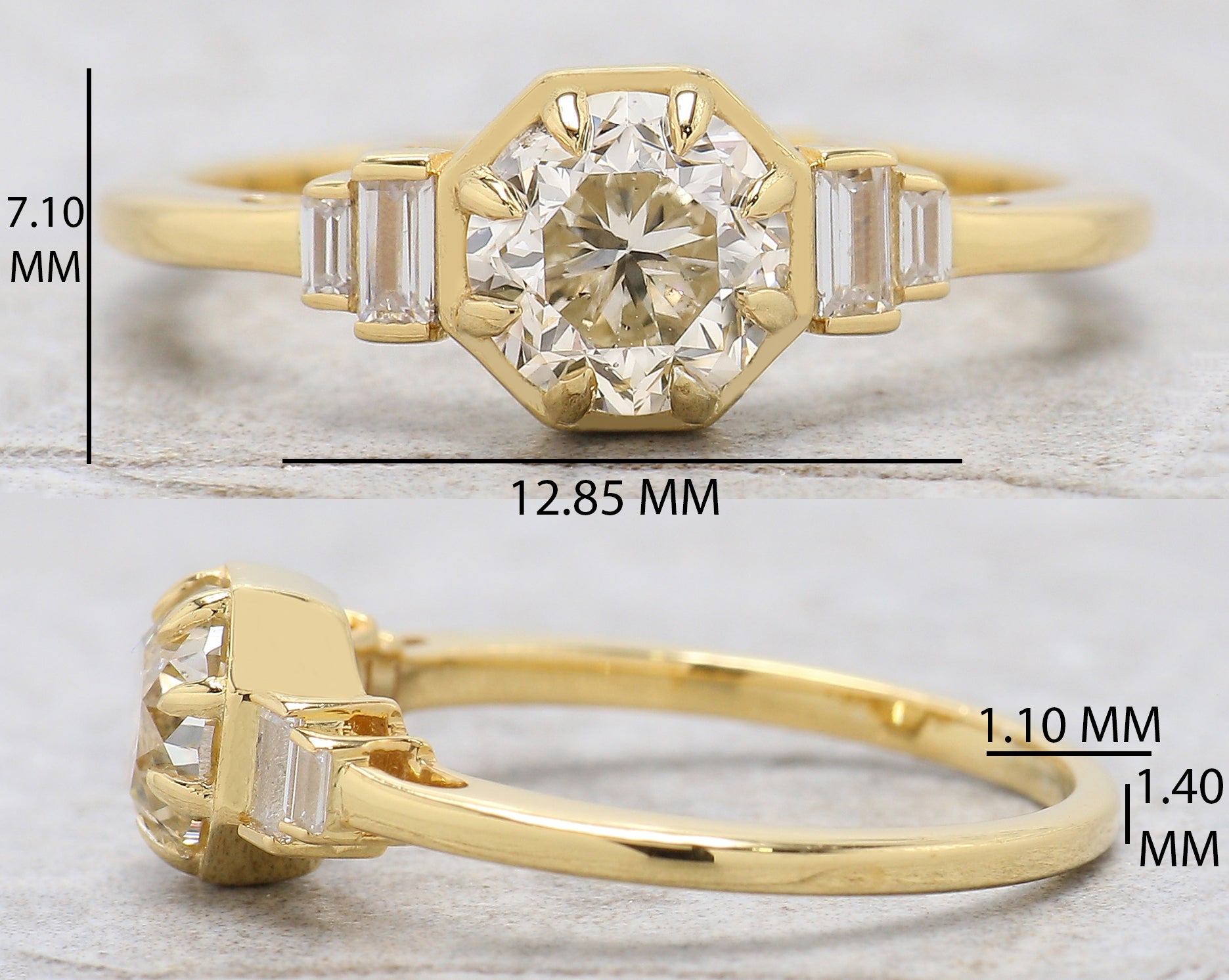 Round White-J Color Diamond Ring 1.04 Ct 6.14 MM Round Shape Diamond Wedding Ring Baguette Diamond Ring Engagement Ring Gift For Her KDL2618