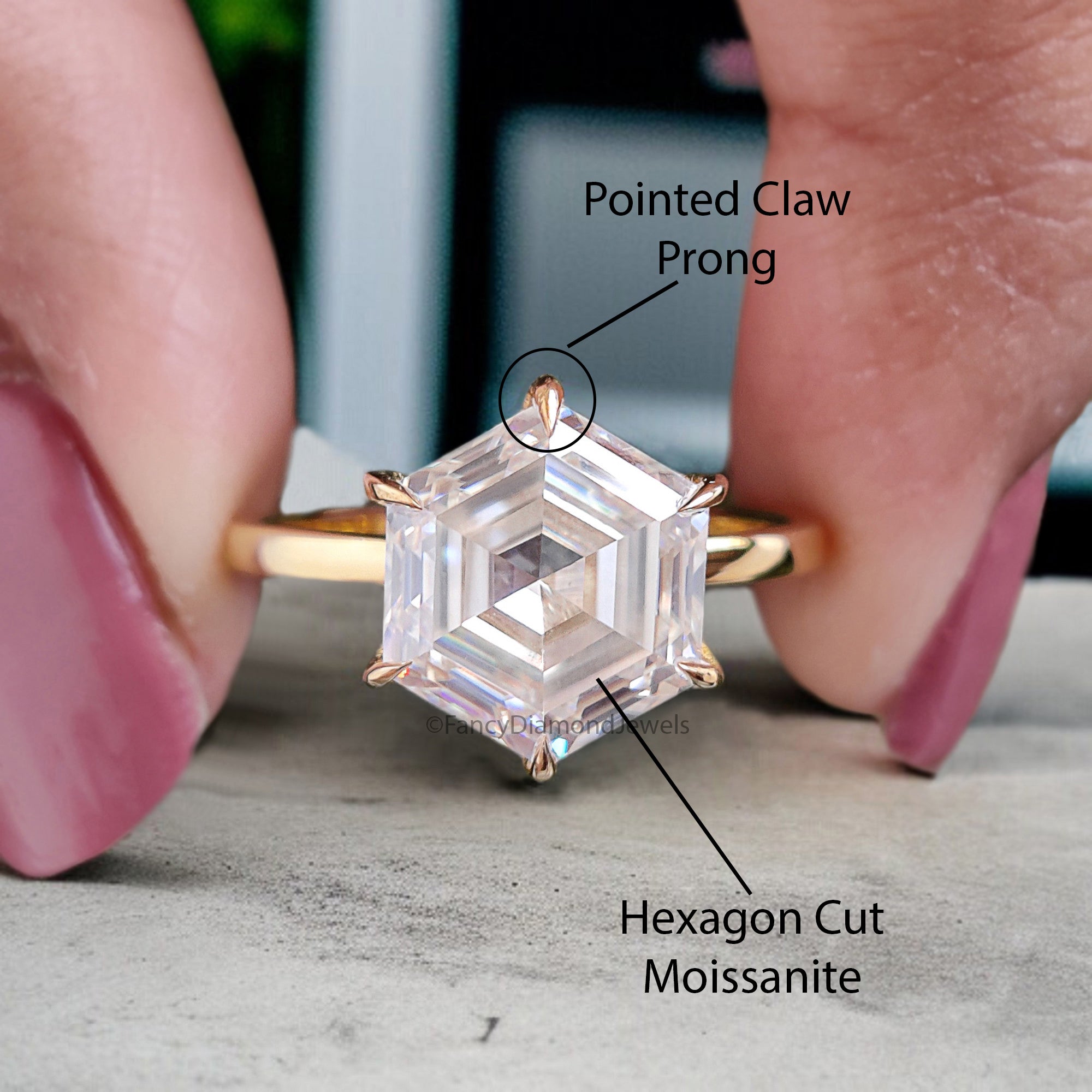 3.20 CT Hexagon Brilliant Cut Moissanite Engagement Ring Prong Setting Ring Wedding Ring Bridal Promise Ring For Women Gift For Her FD353