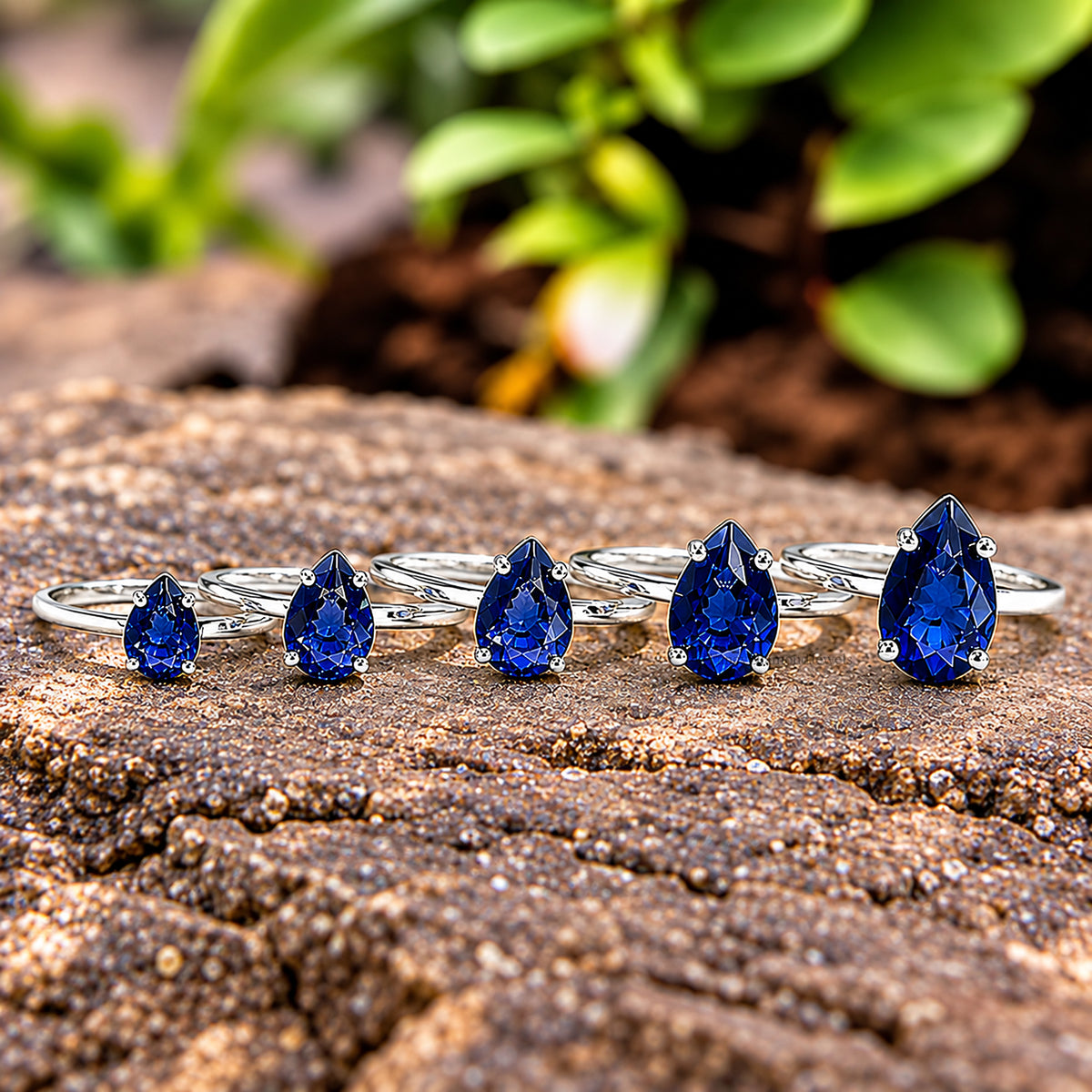 Pear Blue Sapphire engagement ring 12mm 10mm 9mm 8mm 7mm stone ring Simulant Solitaire ring Diamond ring Silver ring Gift for her FD547