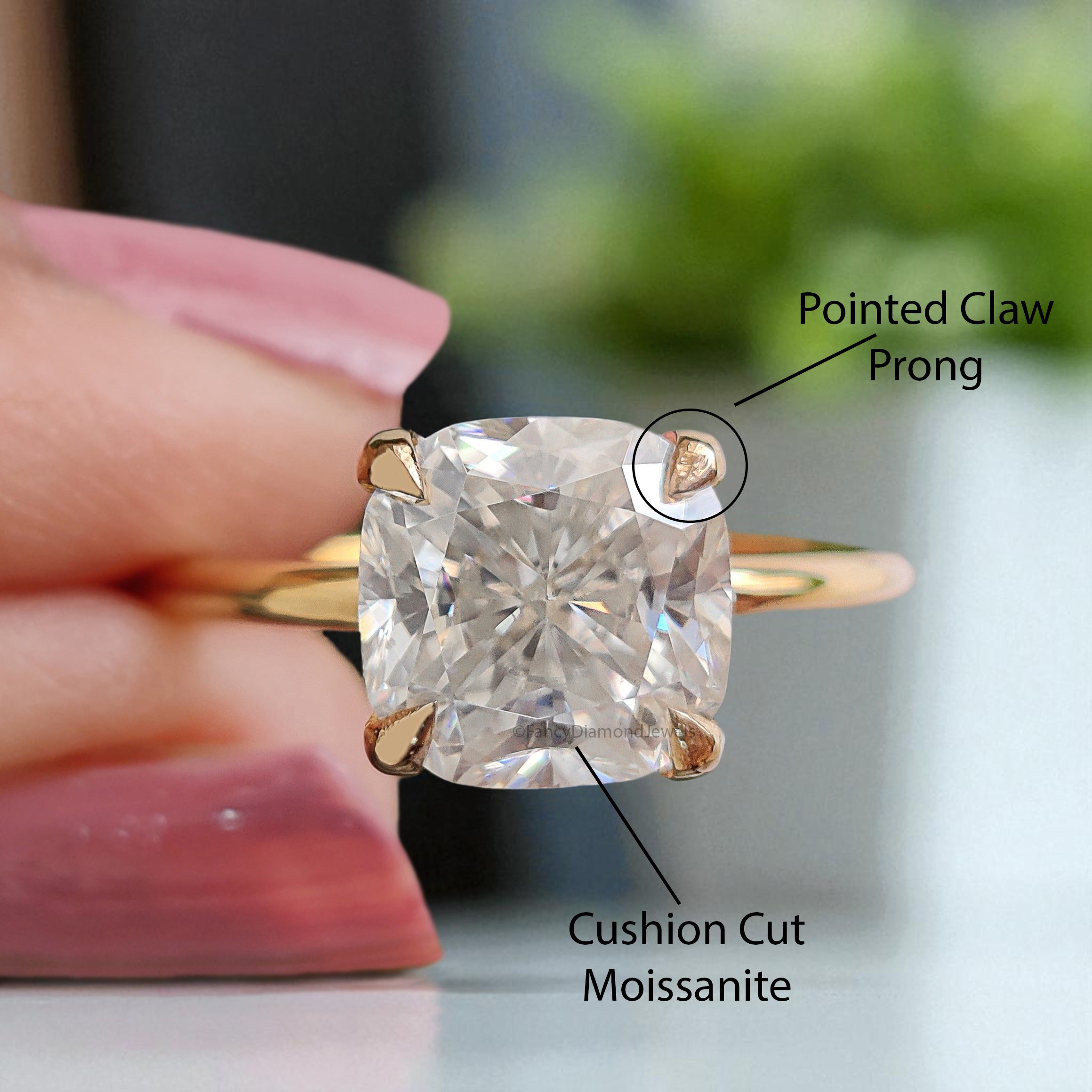 Hidden Halo Engagement Ring 2.07 TW Cushion Near Colorless Moissanite Ring Wedding Ring 14K Yellow Gold Bespoken Jewelry Bridal Set FD11