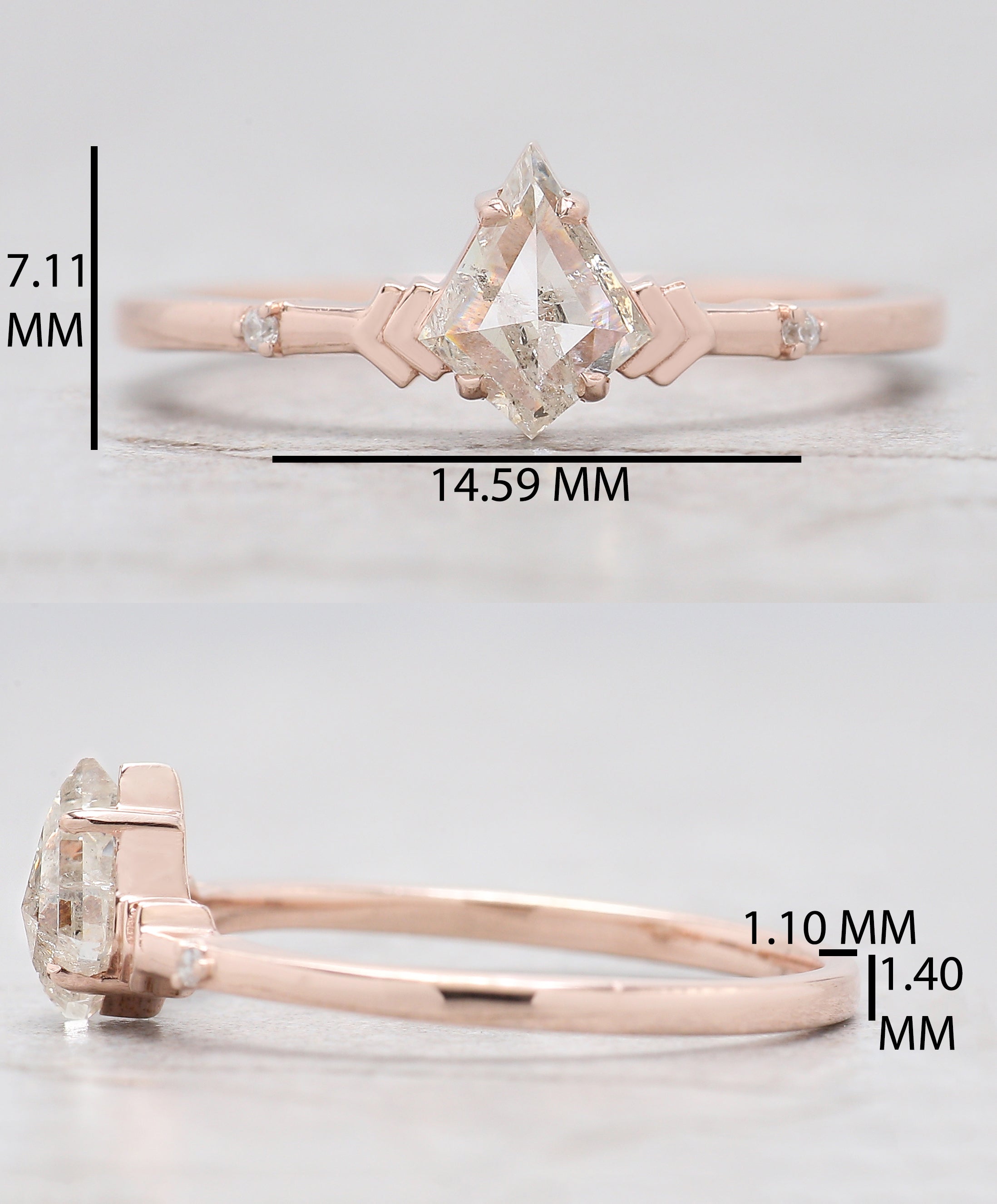 0.60 Ct Natural Kite Cut Shape White-H Color Diamond Ring 6.80 MM Kite Shape Diamond Ring 14K Solid Rose Gold Silver Engagement Ring QL2578