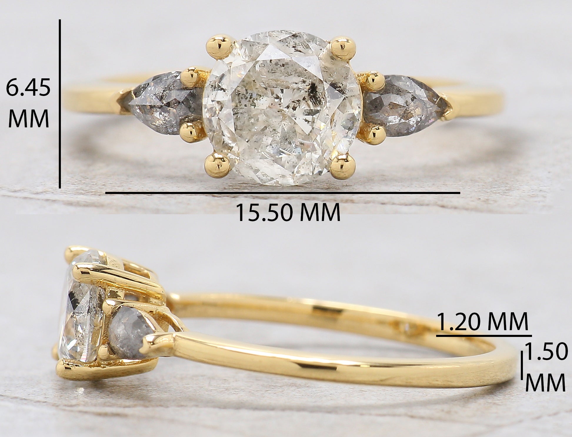 Round White-H Color Diamond Ring 1.00 Ct 6.40 MM Round Shape Diamond Wedding Ring Three Stone Ring Engagement Ring Gift For Her KDL2664