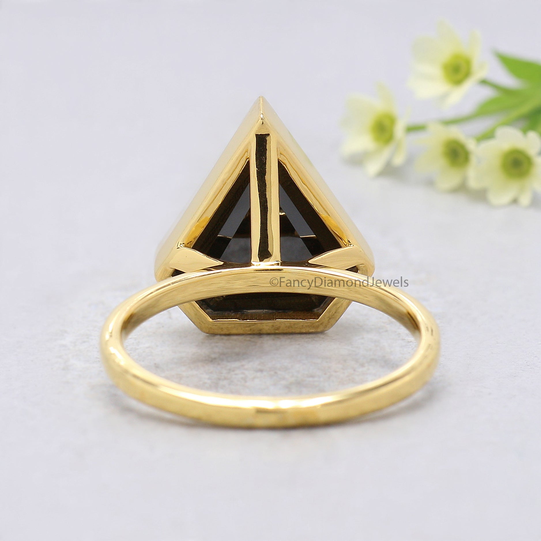 Shield Black Onyx engagement ring 14mm 13mm 12mm 11mm 10mm stone ring Simulant Solitaire ring Diamond ring Silver ring Gift for her FD531