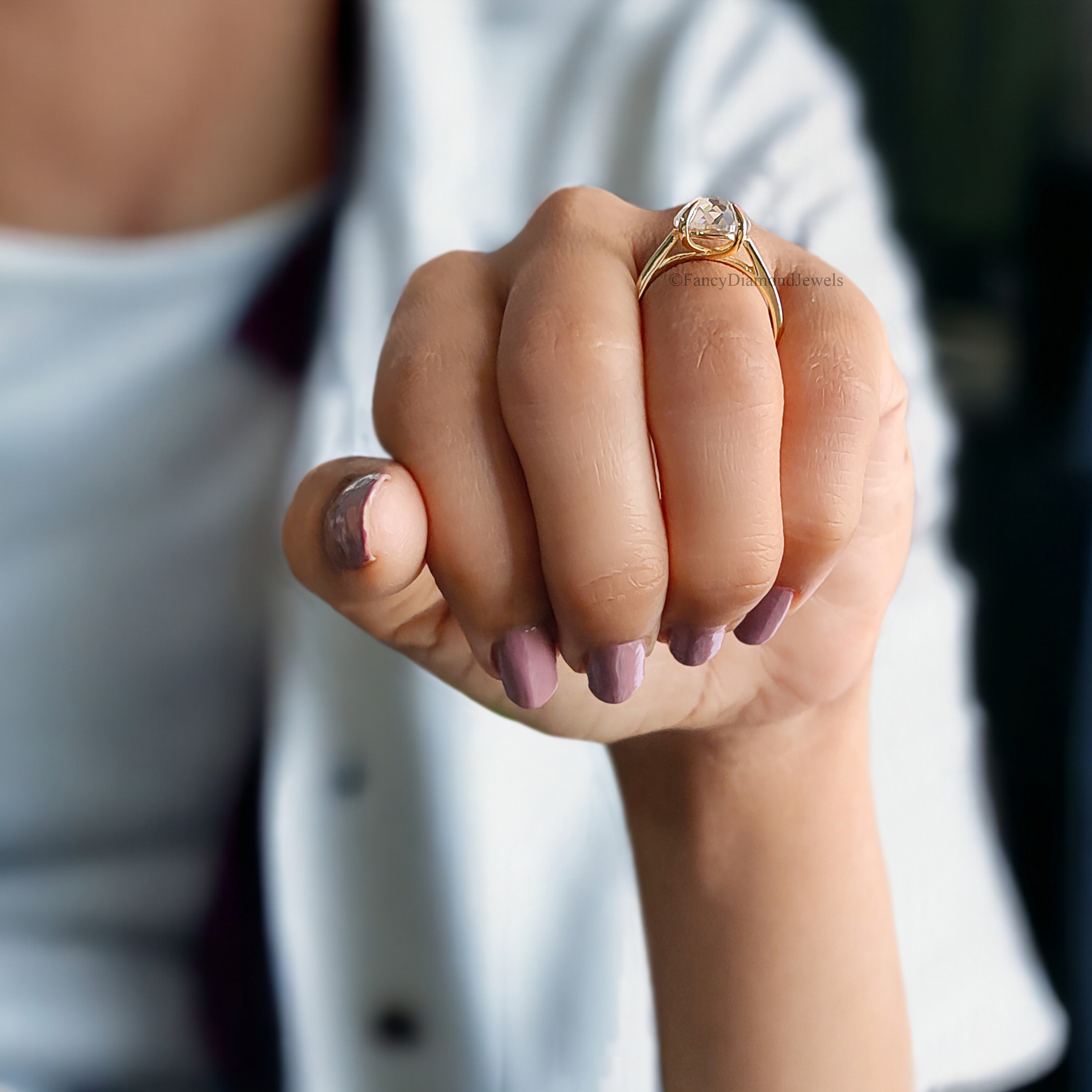 2.80 CT Round Rose Cut Colorless Moissanite Trellis Set Simple Solitaire Engagement Ring Wedding Ring Anniversary Ring Bridal Ring FD206