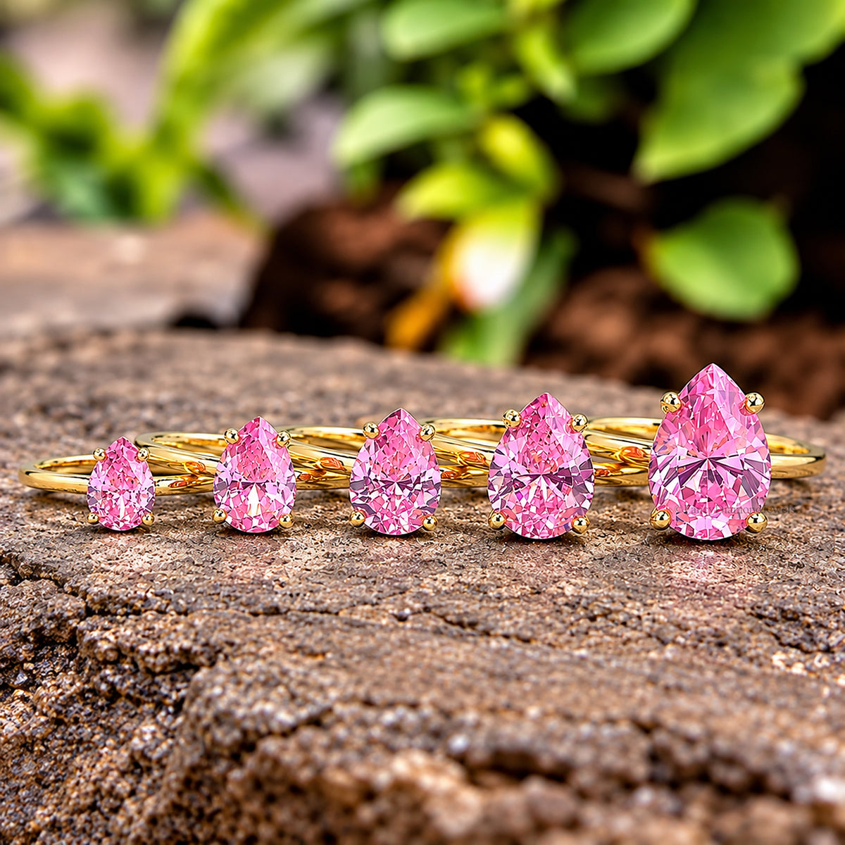Pear Pink Tourmaline engagement ring 12mm 10mm 9mm 8mm 7mm stone ring Simulant Solitaire ring Diamond ring Silver ring Gift for her FD352