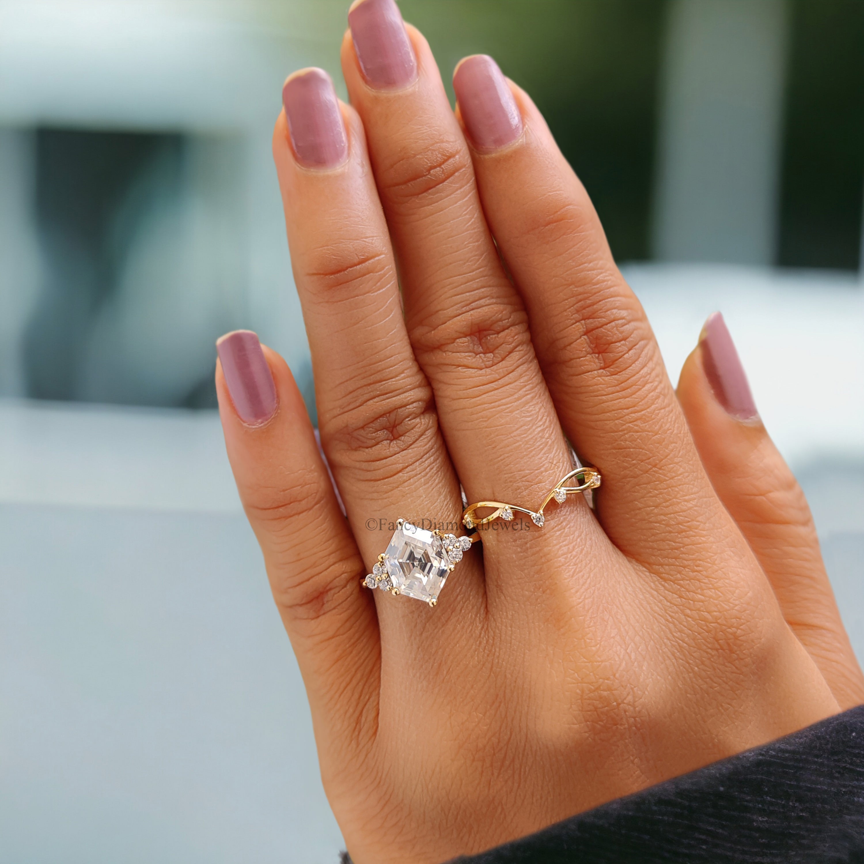 2.20 CT Antique Hexagon Cut Moissanite Ring Unique Engagement Ring Round Ring For Gift Bridal Wedding Ring Anniversary Gift Ring Her FD182