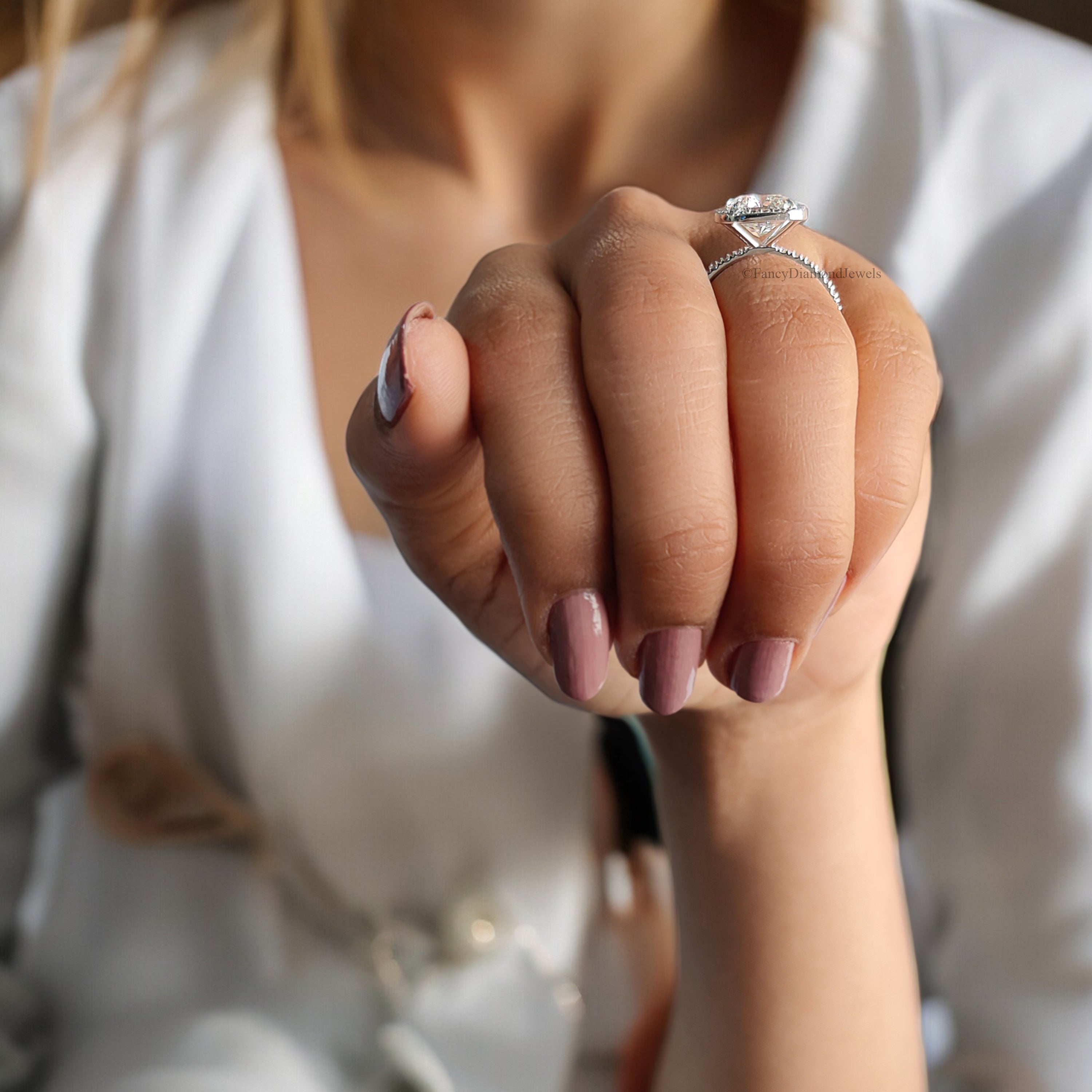 Cushion Lab Grown Engagement Ring 2.50 CT Cushion Cut Moissanite Ring Halo Set Wedding Ring For Women Promise Ring Gift For Her Ring FD192