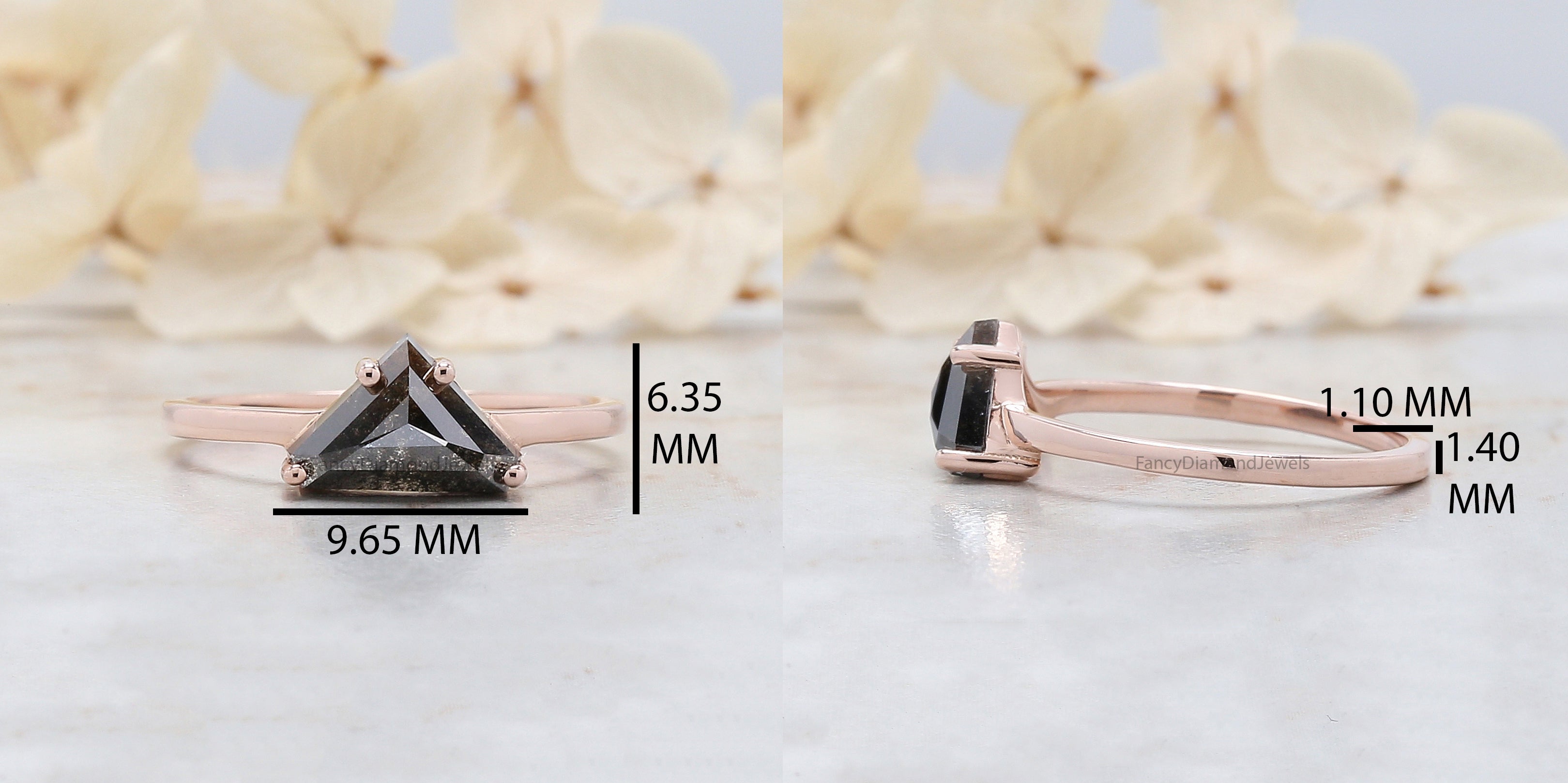 Shield Shape Brown Color Diamond Ring 1.18 Ct 6.25 MM Shield Diamond Ring 14K Solid Rose Gold Silver Engagement Ring Gift For Her QN9124