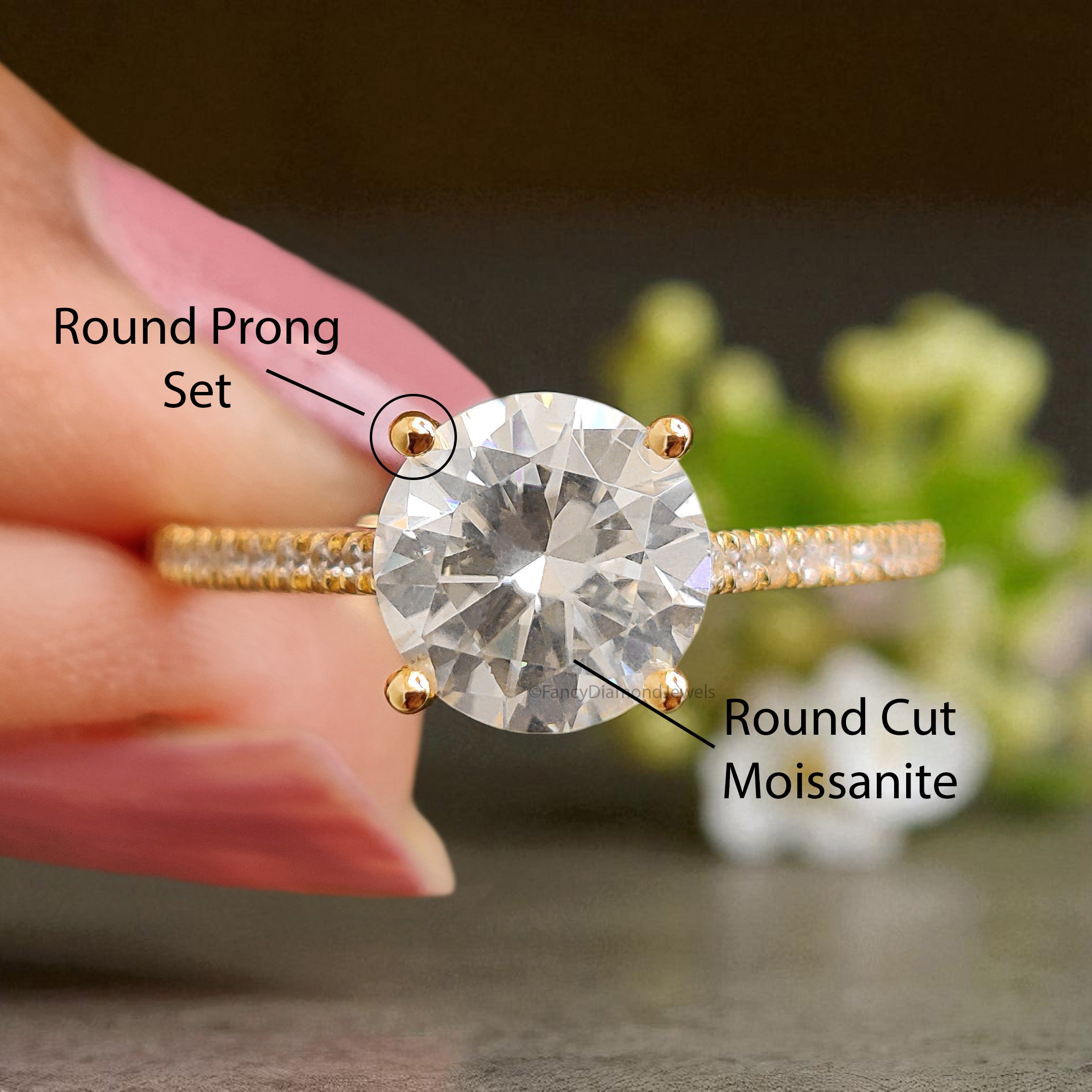 Vintage Hidden Halo Moissanite Ladies Ring Anniversary Gift 1 CT Round 7 mm Moissanite Wedding Ring Moissanite Diamond Engagement Ring FD117