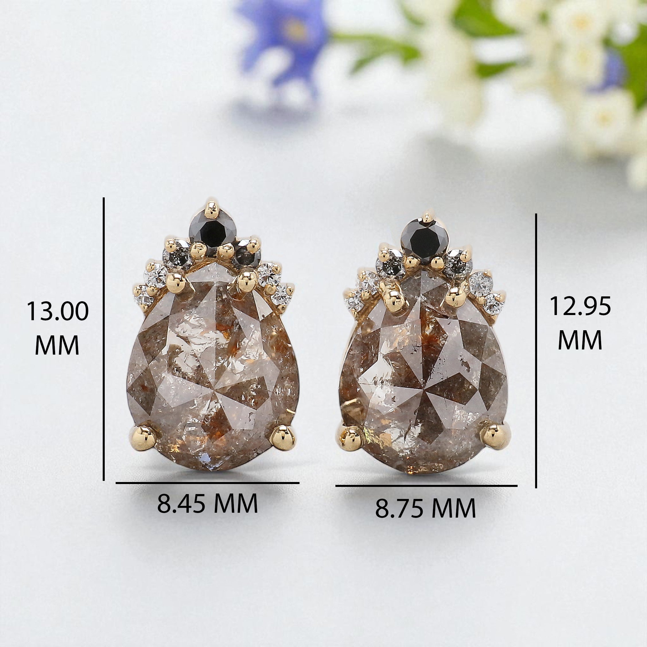 Pear Cut Brown Color Diamond Earring 3.93 Ct 9.85 MM Pear Diamond Earring 14K Solid Rose Gold Silver Engagement Earring Gift For Her QL6618