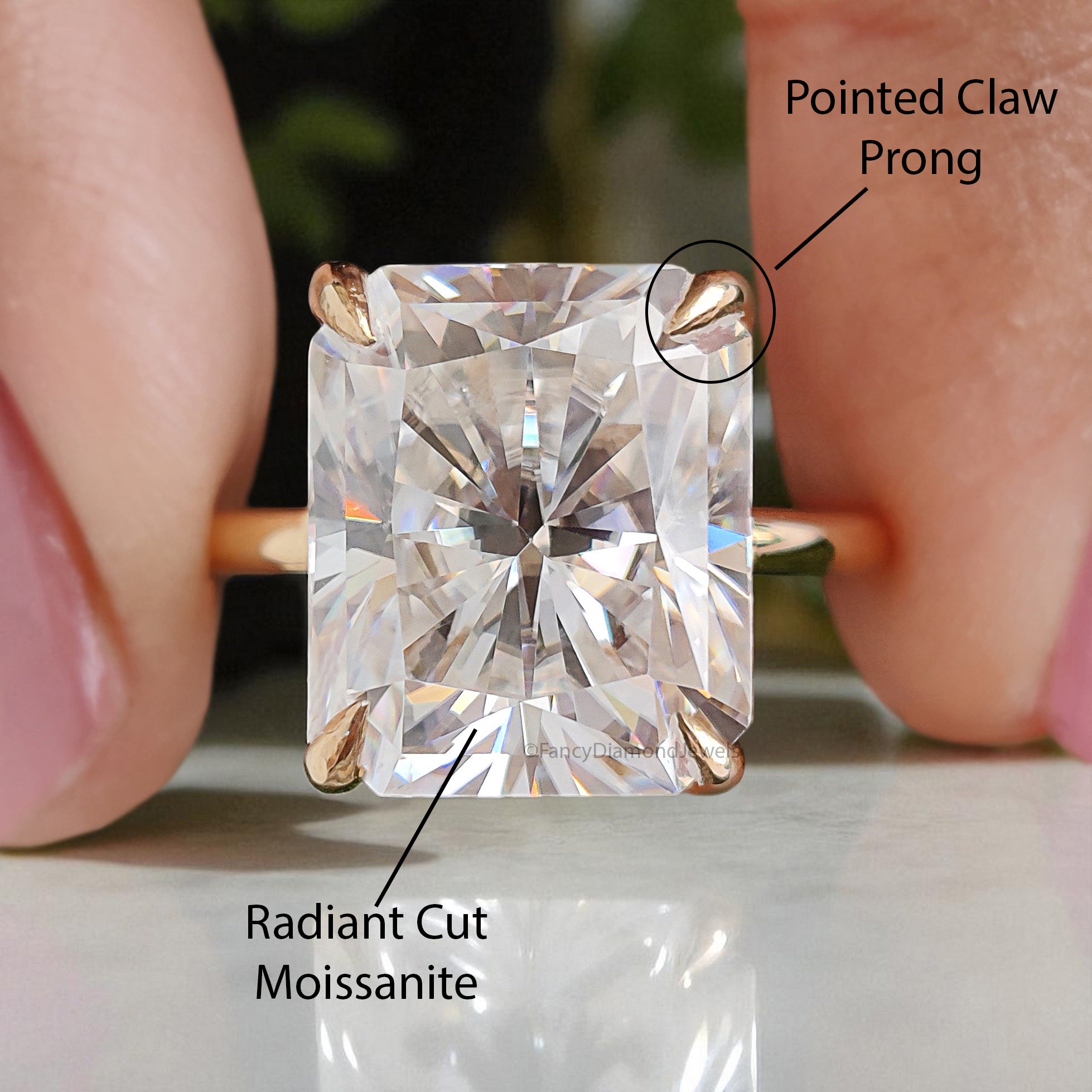 6.85 CT Radiant Cut Colorless Moissanite Ring Engagement Ring Prong Set Moissanite Ring Anniversary Ring For Women Yellow Gold Ring FD398
