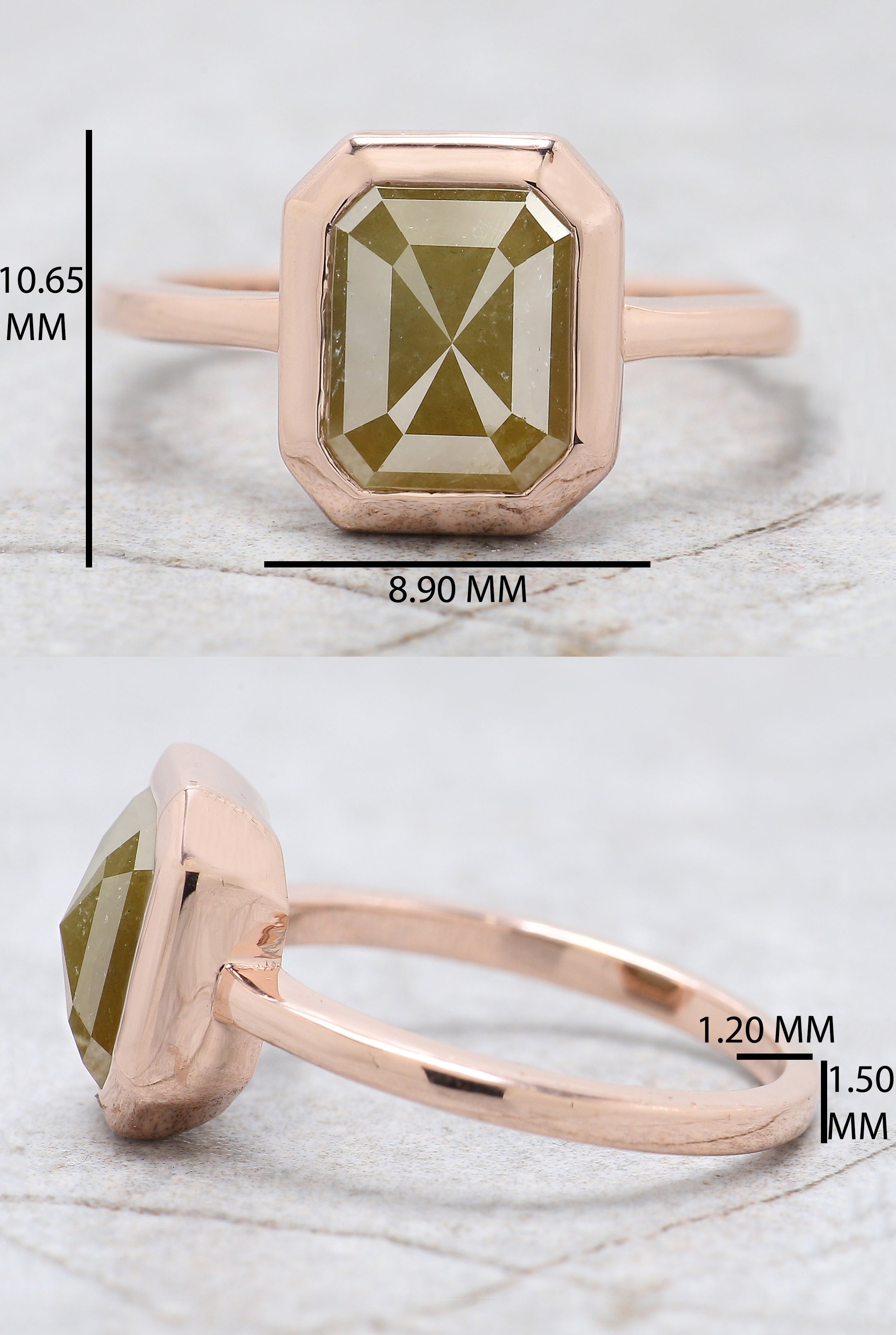 Emerald Cut Yellow Color Diamond Ring 2.85 Ct 8.60 MM Emerald Shape Diamond Ring 14K Rose Gold Silver Engagement Ring Gift For Her QN157