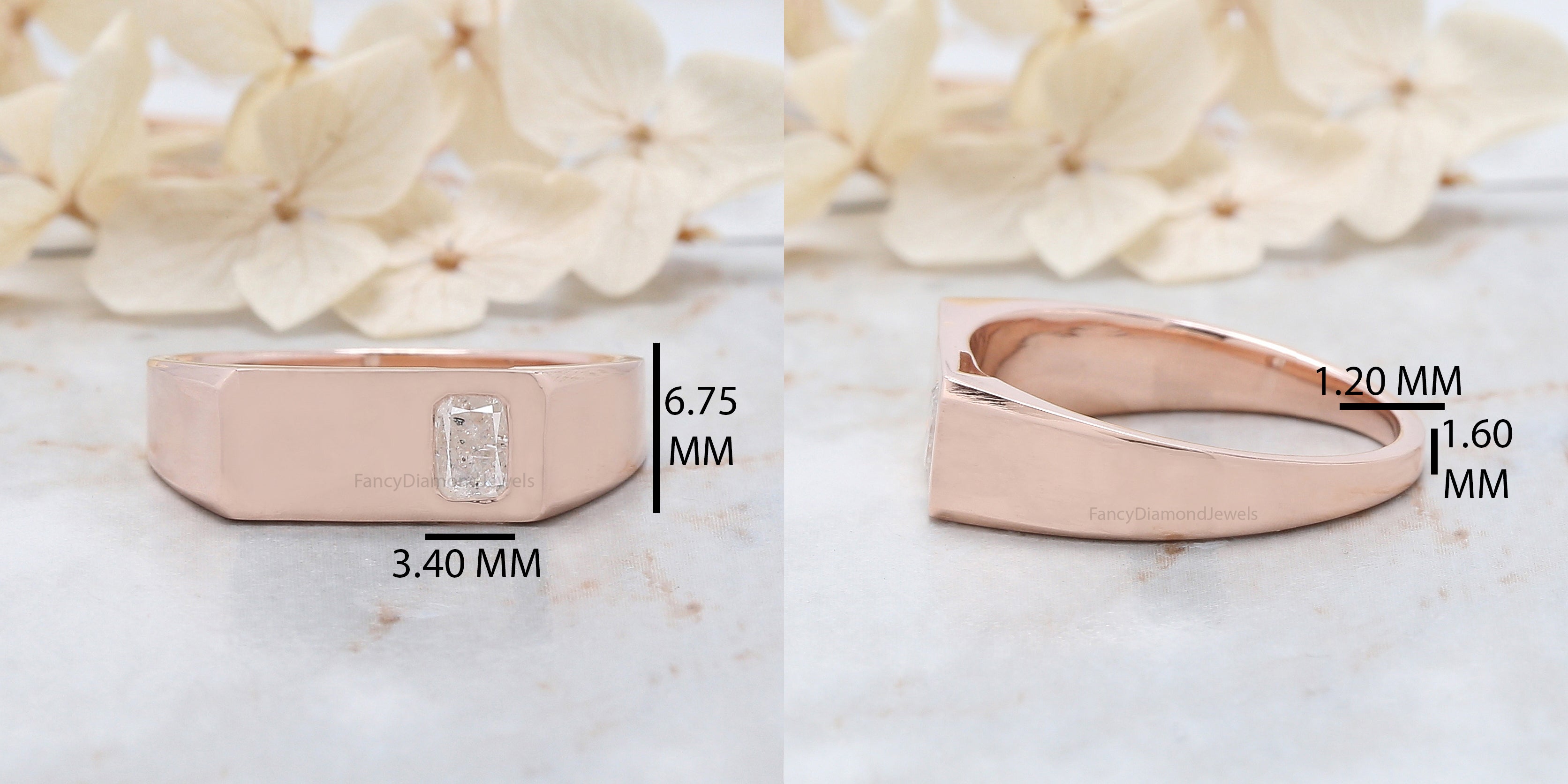 Emerald Diamond Band, Emerald Engagement Band, Grey Color Emerald Diamond Band, Emerald Solitaire Band, Emerald Grey Diamond Band, KDN7497