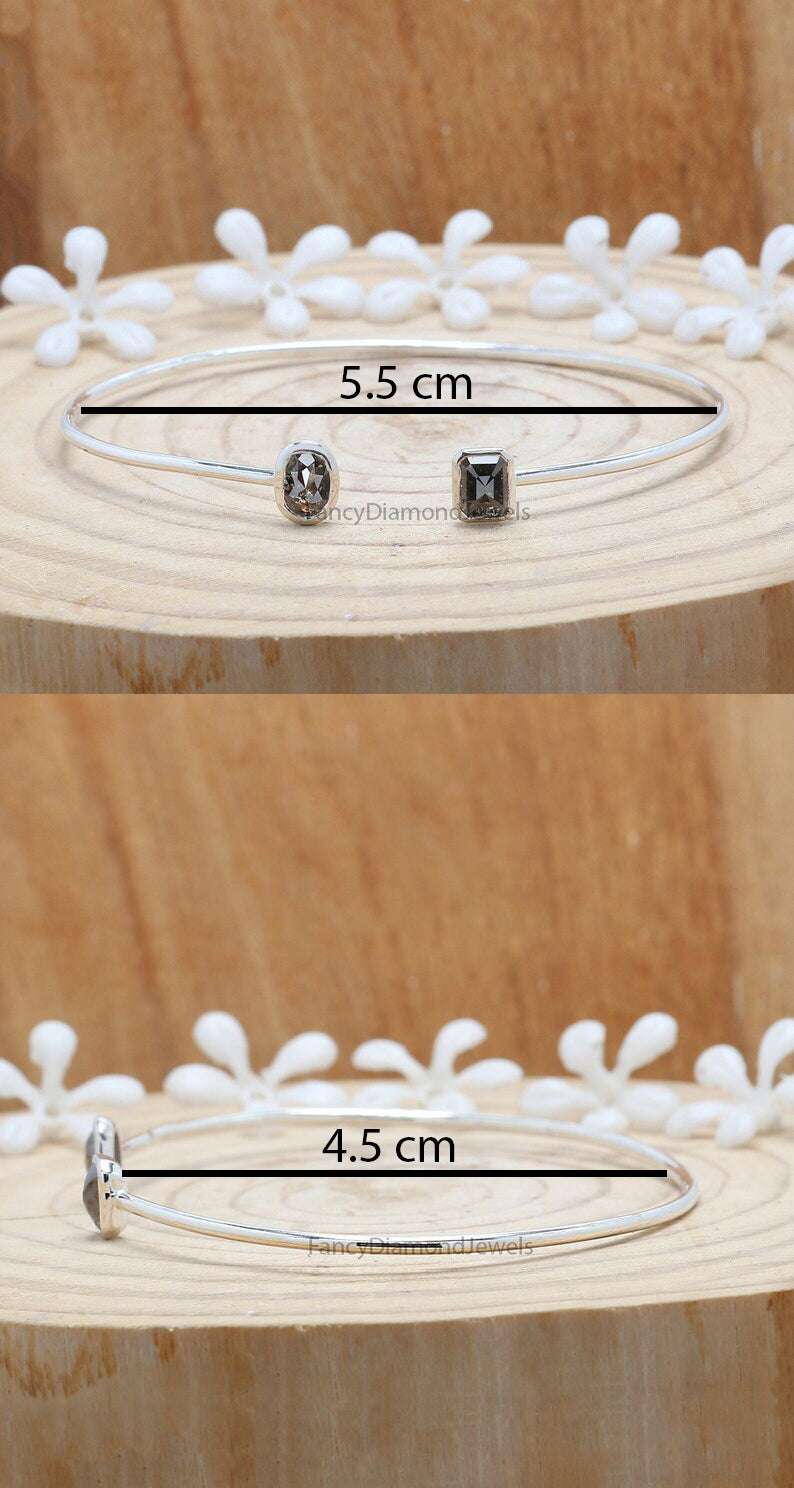 Natural Mix Shape Salt and Pepper Diamond Bracelet 1.14 Ct 6.40 MM Mix Shape Bracelet 14K Rose Gold Silver Engagement Bracelet KD1220