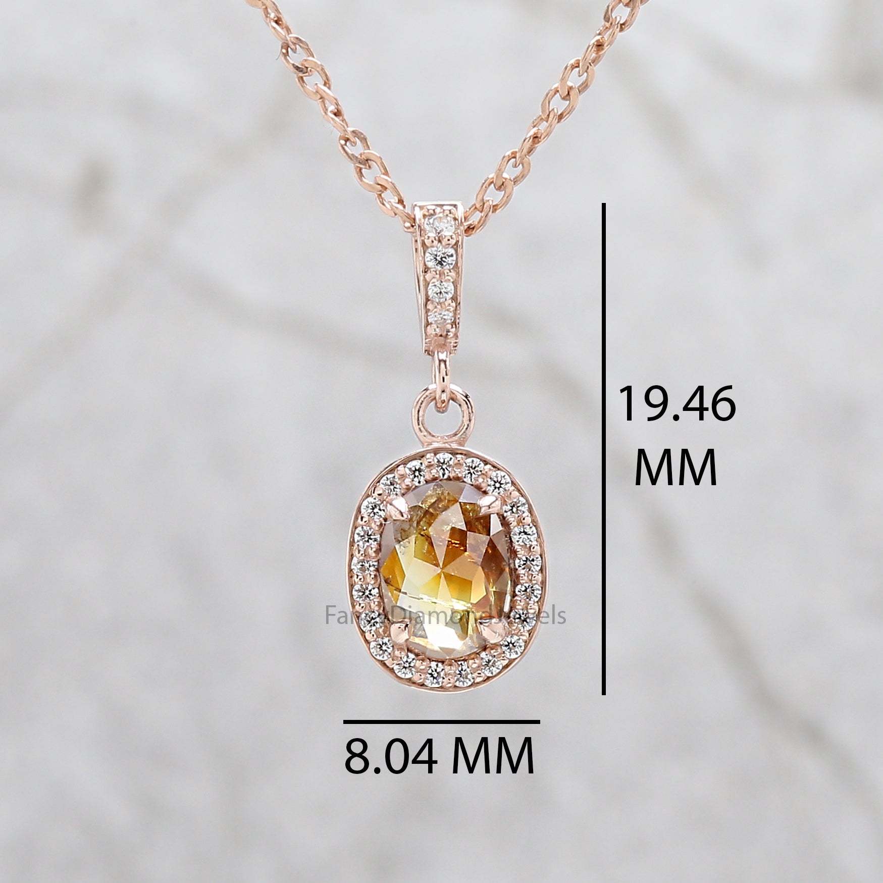 Oval Shape Yellow Color Diamond Pendant 0.91 Ct 7.05 MM Oval Cut Diamond Pendant 14K Solid Rose Gold Silver Engagement Oval Pendant QN1052