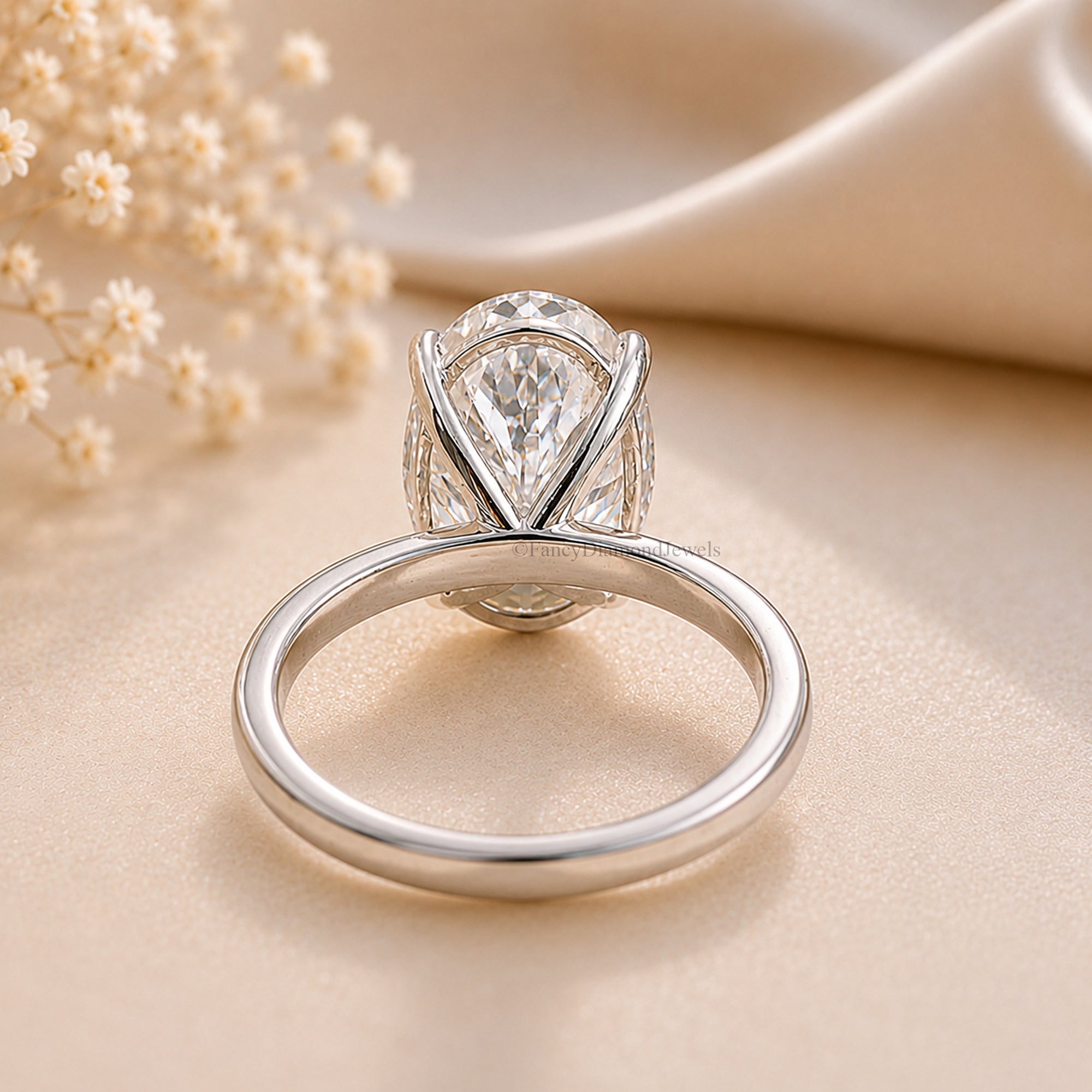 Oval Cut Engagement Ring, Moissanite Diamond Wedding Ring for Women, Oval Shape Moissanite Solitaire Propose Ring, Anniversary Gift FD588