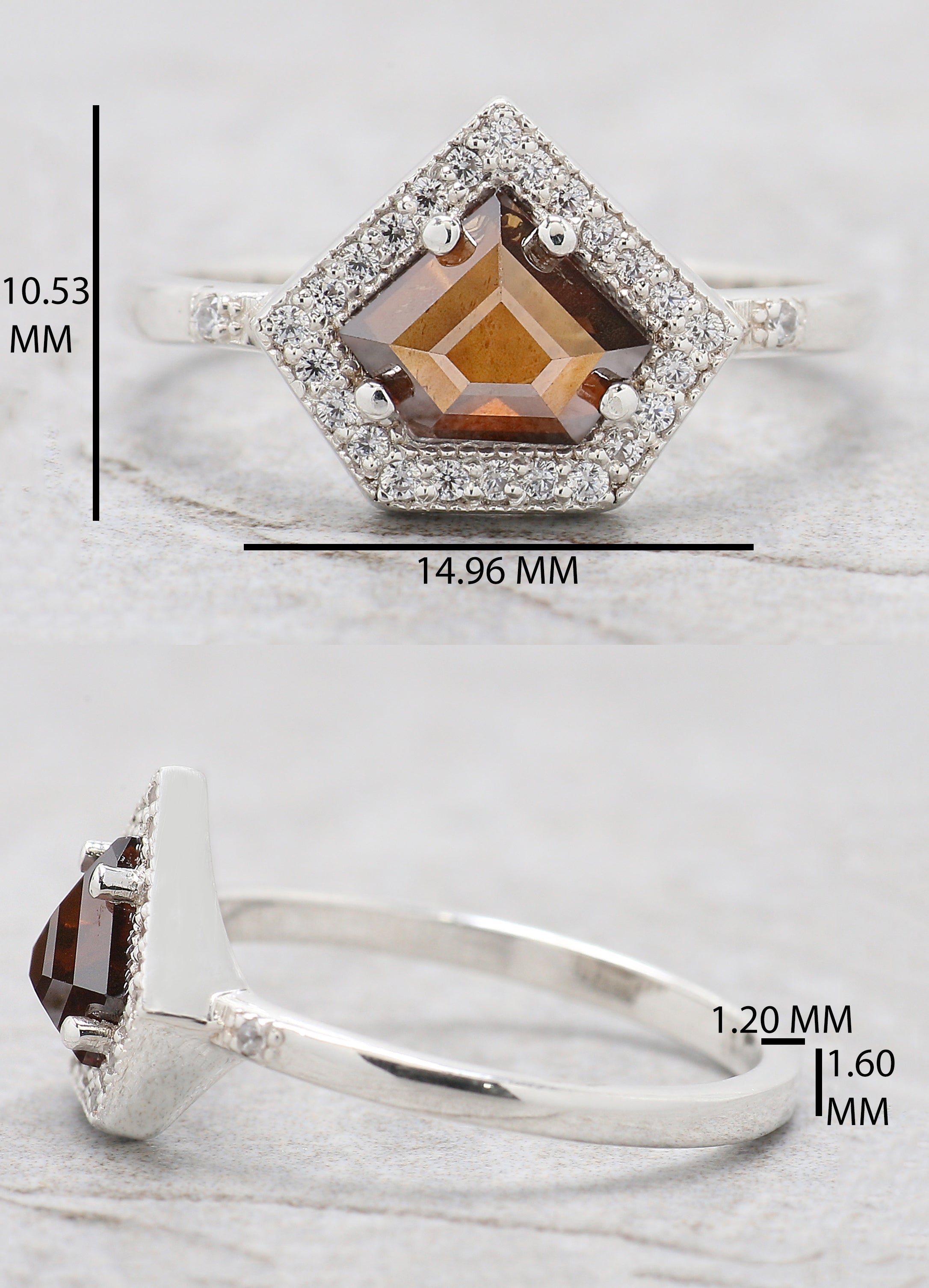 Shield Cut Brown Color Diamond Ring 0.83 Ct 6.10 MM Shield Diamond Ring 14K Solid White Gold Silver Engagement Ring Gift For Her QL1862