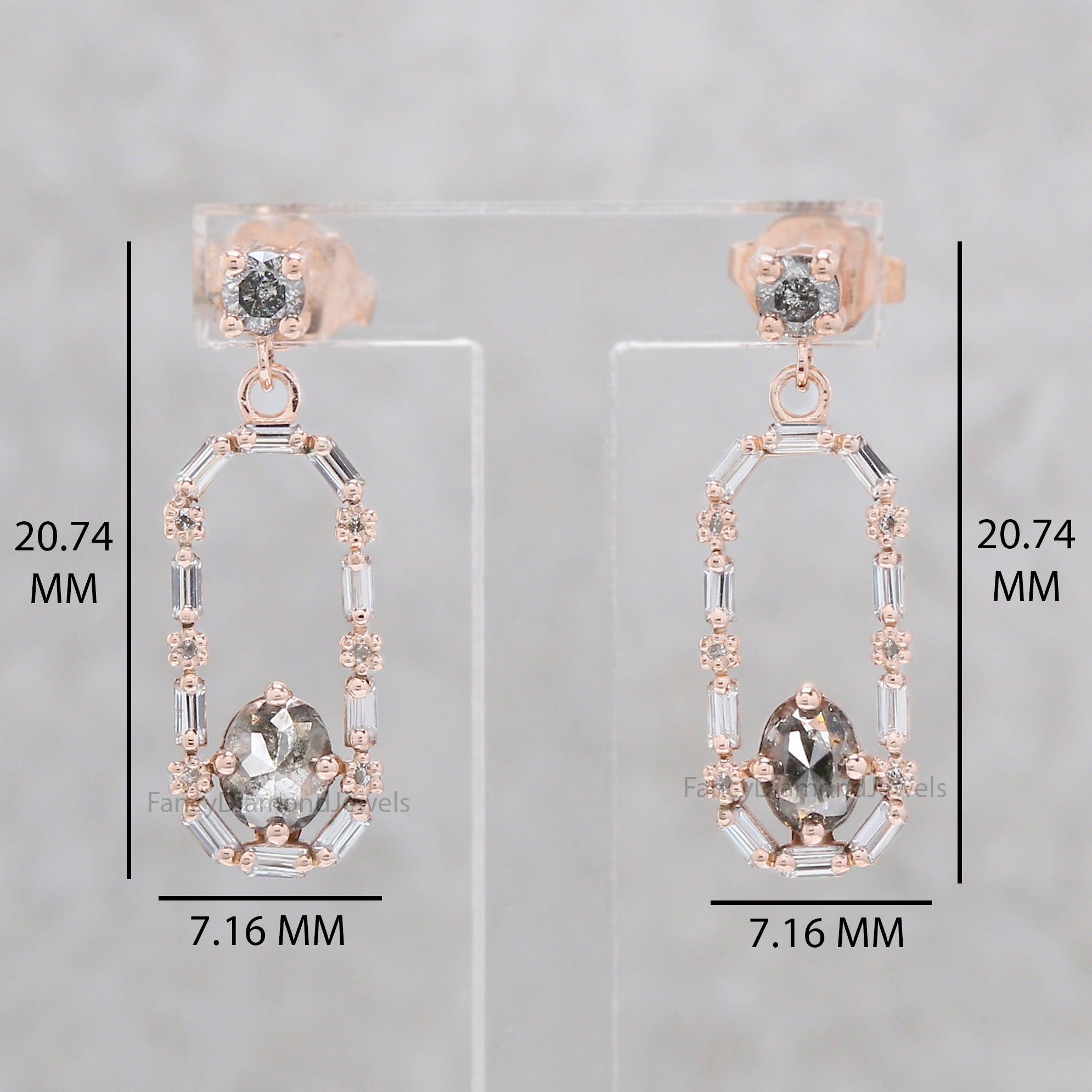 Oval Salt And Pepper Diamond Earring, Oval Shape Earring, Prong Earring, Engagement Earring, Earlobe Earrings, Earrings Jewelry, KDL502