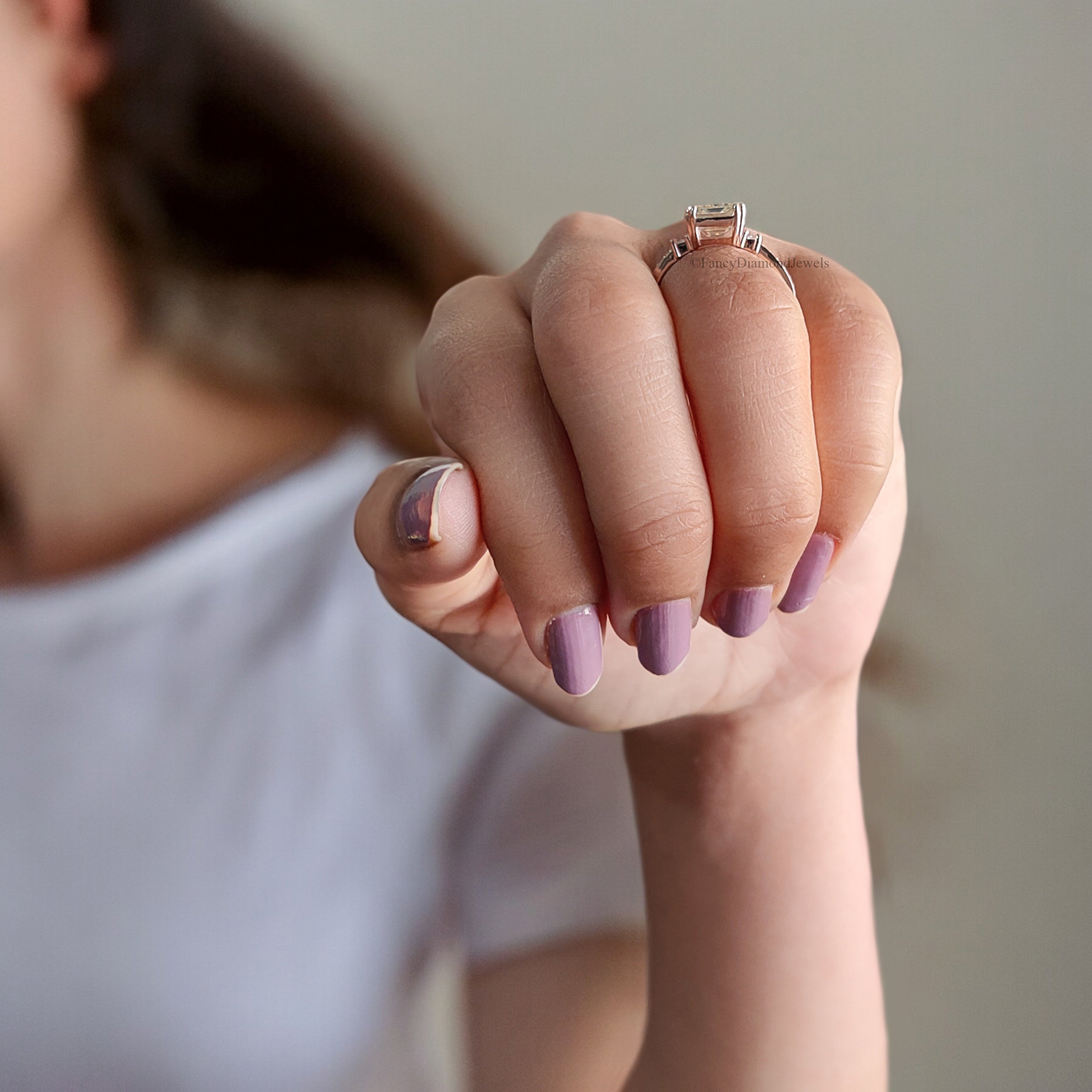 Vintage Emerald Cut Moissanite Ring Three Stone Engagement Ring Bridal Wedding Ring Anniversary Gift Ring Valentine's Gift For Women FD191