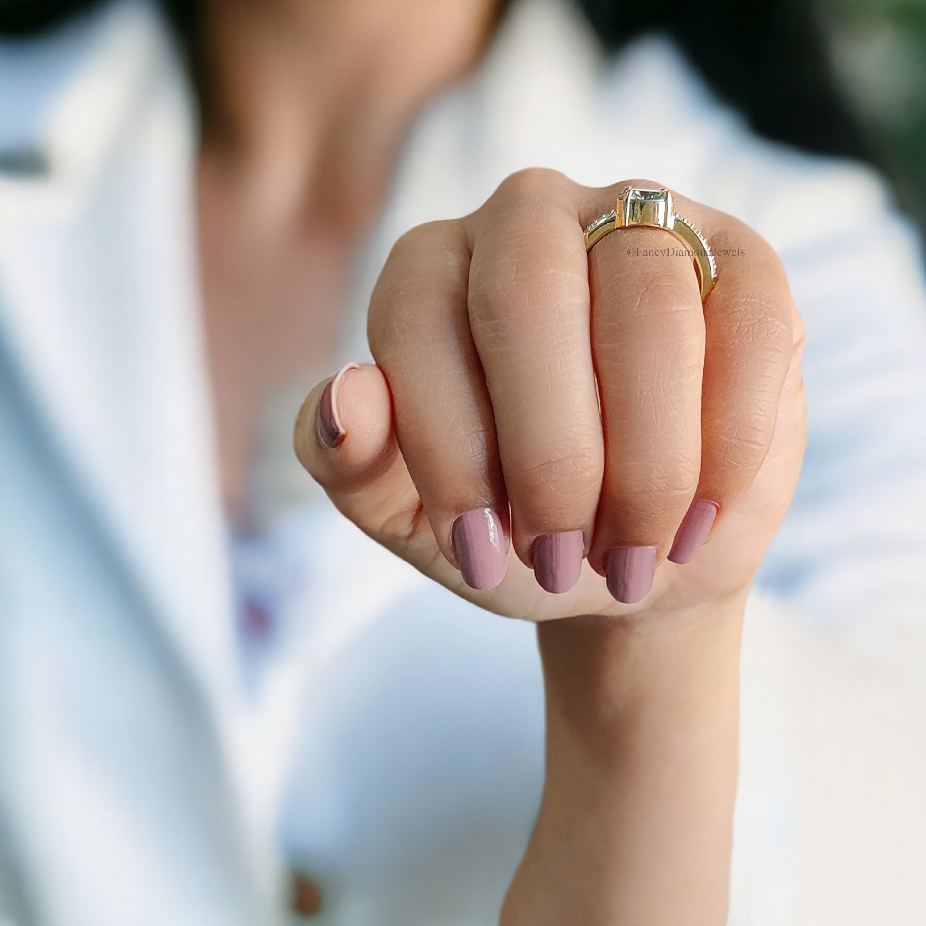 1.65 CT Round Blue Moissanite Engagement Ring Pave Wedding Ring Teal Moissanite Ring Anniversary Gift Best Proposal Ring Gift Ring FD155