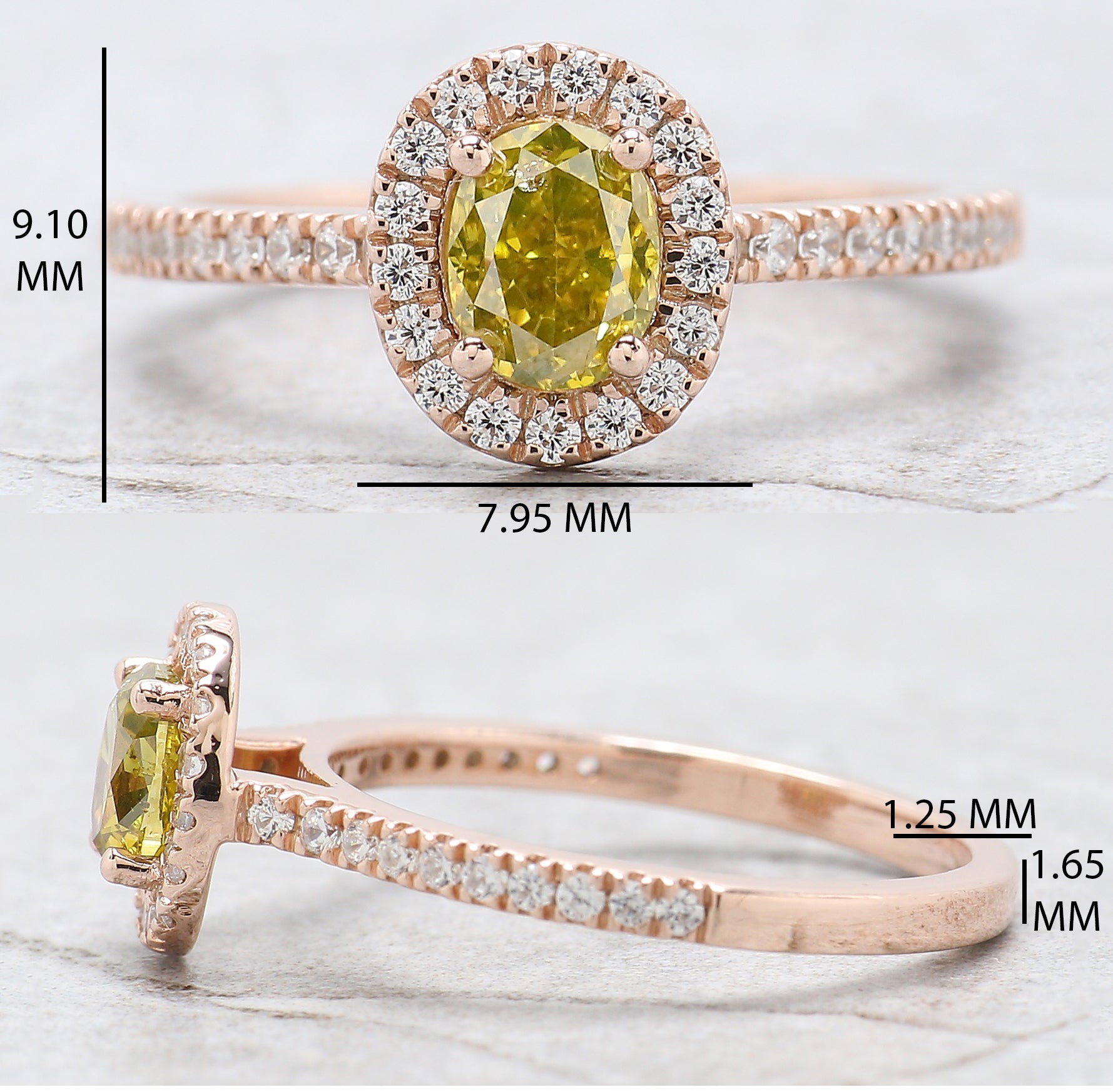 Oval Cut Yellow Color Diamond Ring 0.73 Ct 5.70 MM Oval Shape Diamond Ring 14K Solid Rose Gold Silver Engagement Ring Gift For Her QL6455