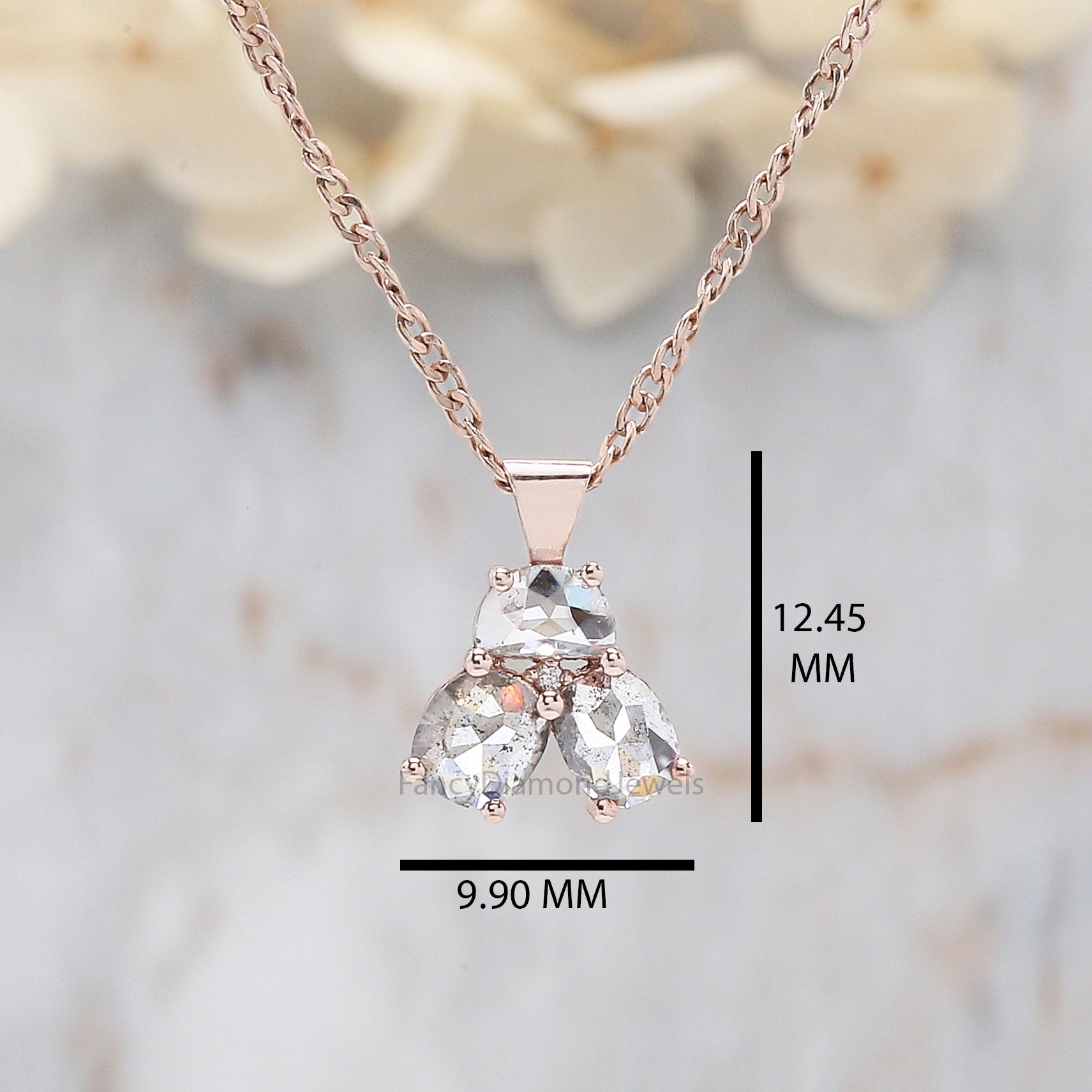 Mix Shape Salt And Pepper Diamond Pendant, Unique Diamond Pendant, Salt And Pepper Diamond Pendant, Dangling Diamond Pendant KDL184