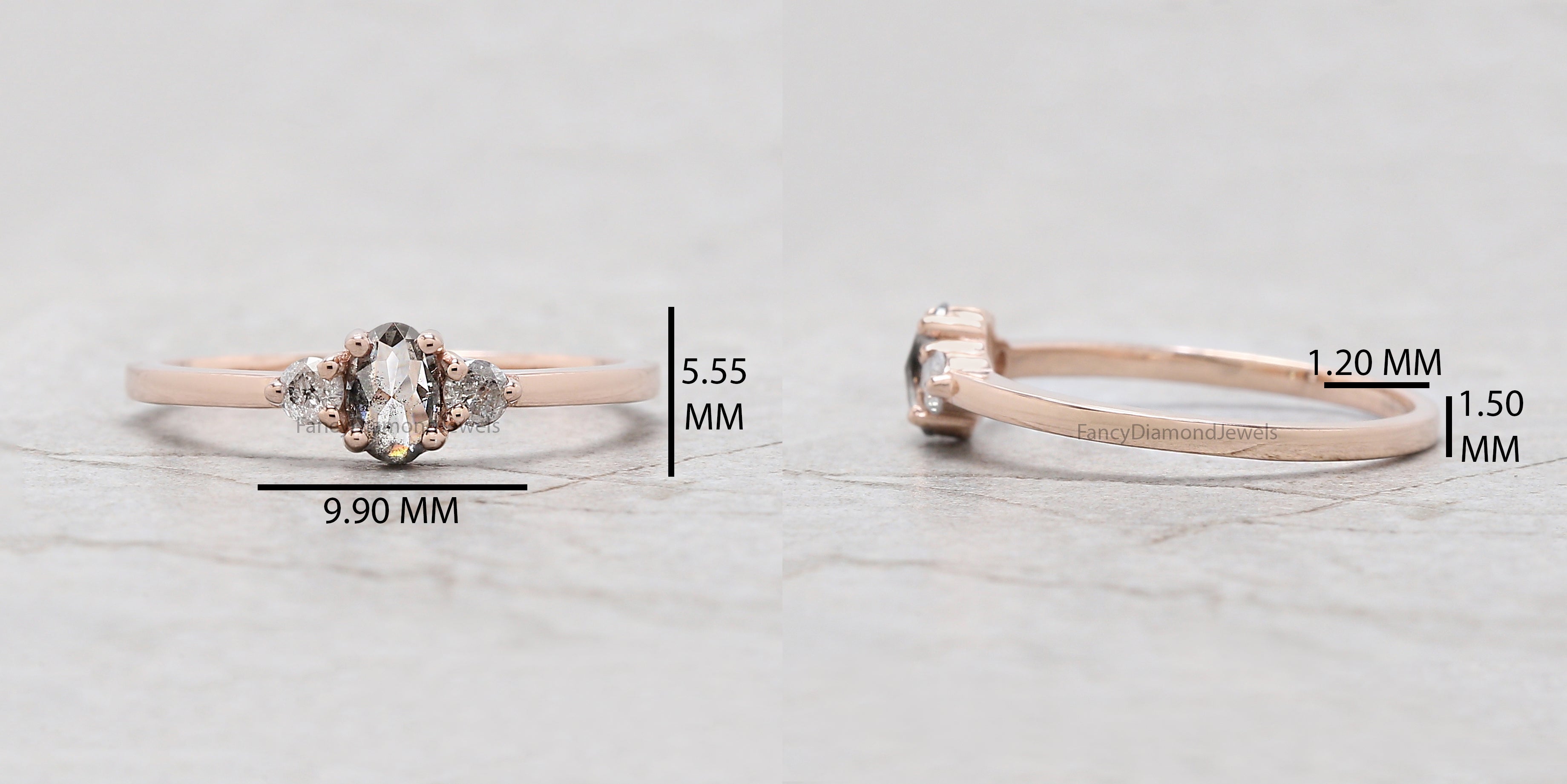 Oval Salt And Pepper Diamond Ring, Salt And Pepper Oval Diamond Engagement Ring, Oval Diamond Ring, Oval Cut Ring, Oval Shape Ring, KD1153