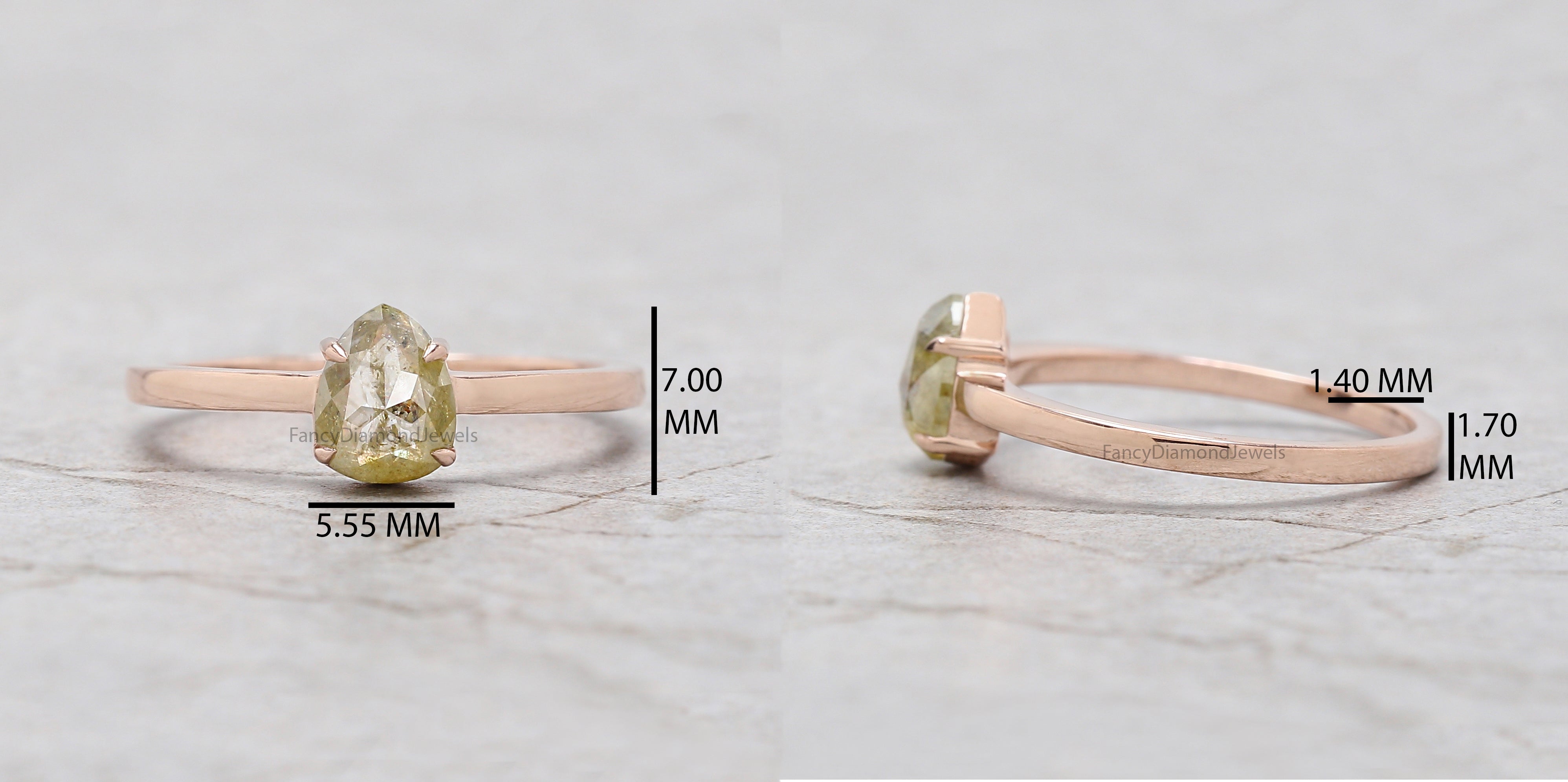 Pear Diamond Ring, Pear Engagement Ring, Yellow Color Pear Diamond Ring, Pear Shape Diamond Ring, Pear Cut Ring, Solitaire Ring, KD1126