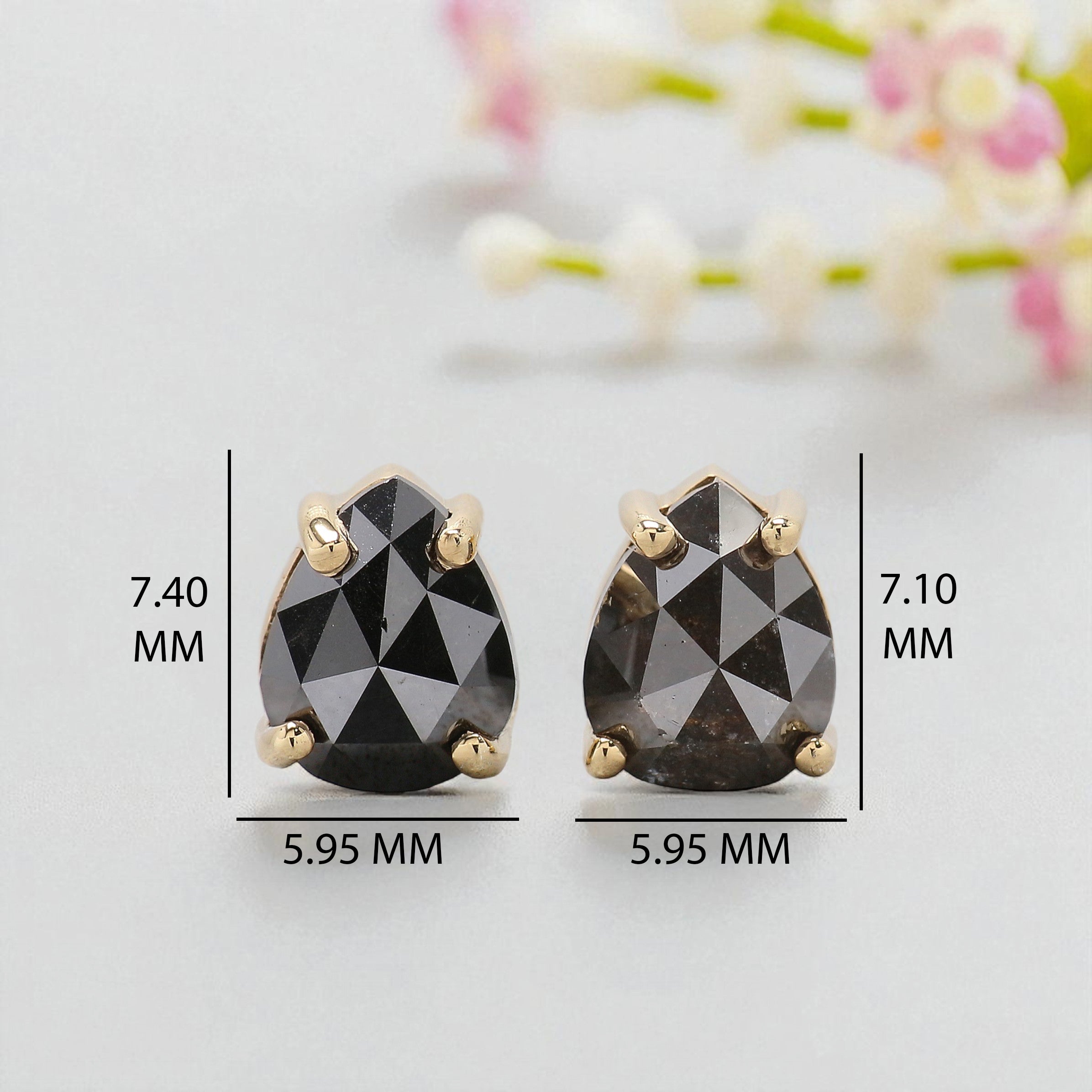 Pear Salt And Pepper Diamond Earring 2.04 Ct Pear Diamond Earring 14K Solid Yellow Gold Silver Pear Earring Gift For Her KDL7903-KDL6775