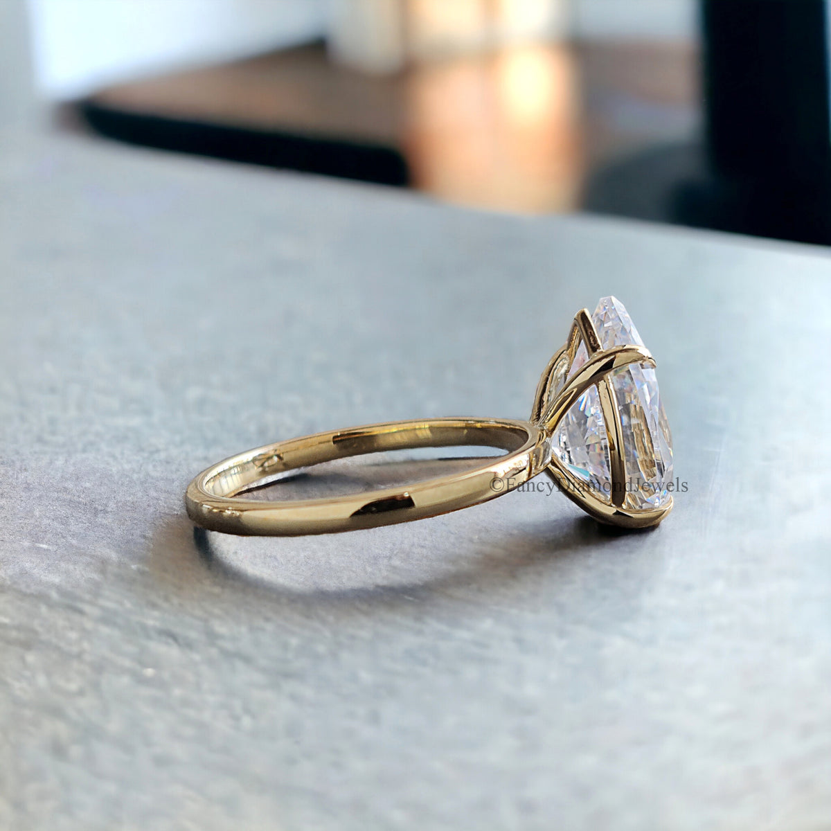 Pear Engagement Ring Lab Created Simulant Solitaire Silver Teardrop Diamond Travel Promise Moissanite Style Wedding Anniversary Gift FD186