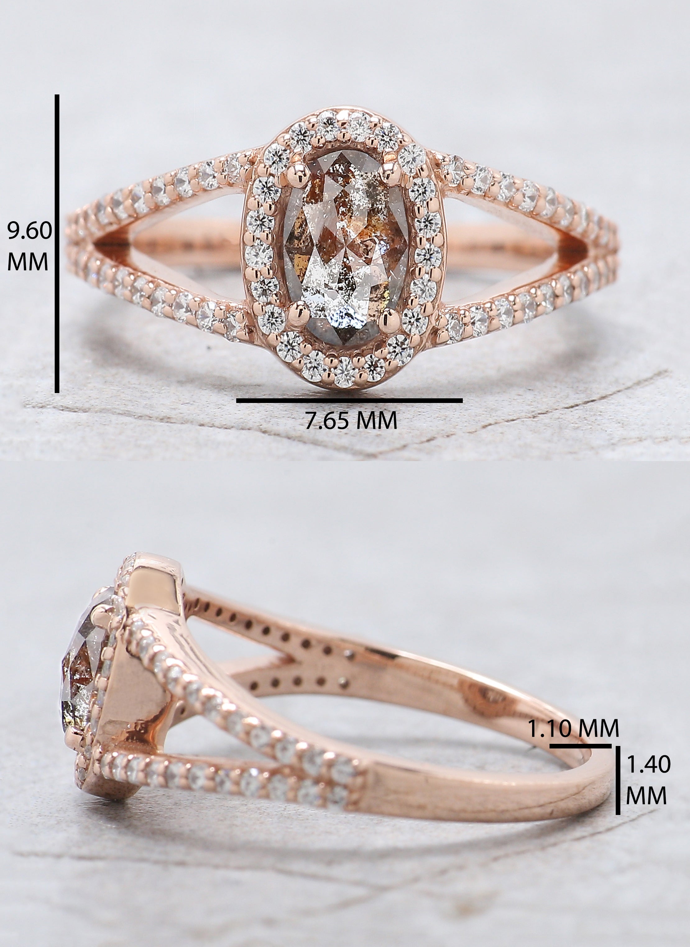 Oval Cut Brown Color Diamond Ring 0.55 Ct 6.40 MM Oval Diamond Ring 14K Solid Rose Gold Silver Oval Engagement Ring Gift For Her QK2220