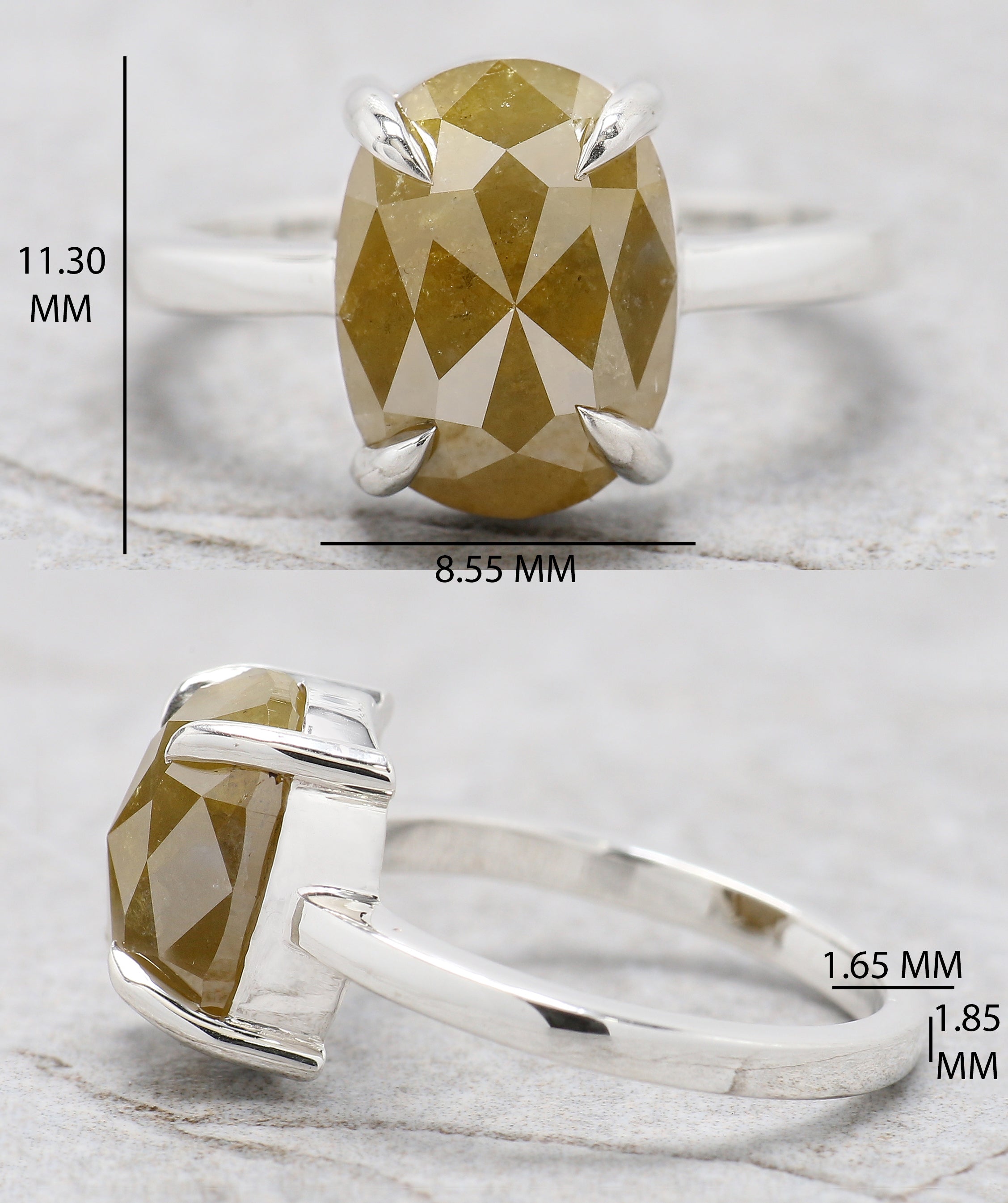 Oval Shape Yellow Color Diamond Ring 5.01 Ct 11.40 MM Oval Cut Diamond Ring 14K Solid White Gold Silver Engagement Ring Gift For Her QL8645