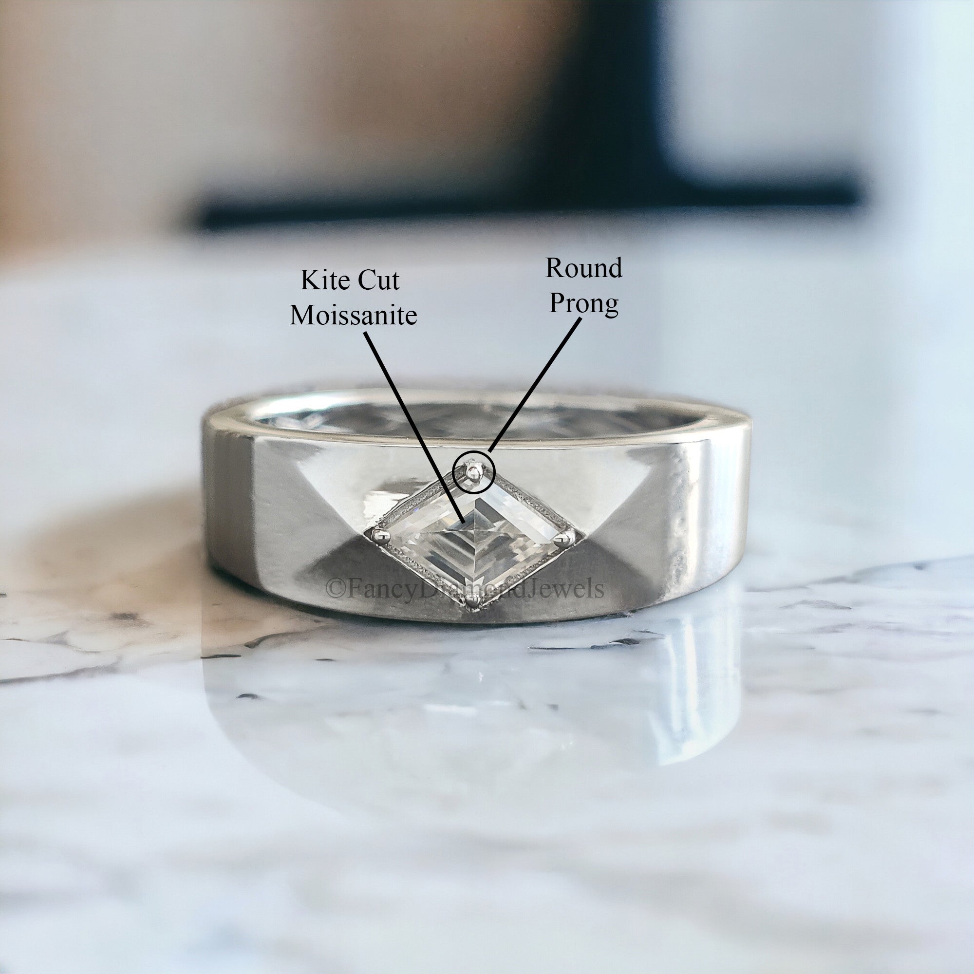 0.50 Kite Shape Moissanite Band Colorless Kite Band Antique Shape Engagement Band Prong Set Wedding Band Anniversary Gift For Her FD118