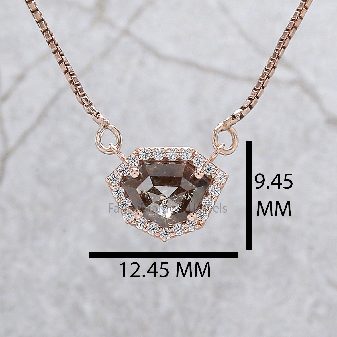 Shield Salt And Pepper Diamond Pendant, Unique Diamond Pendant, Salt And Pepper Diamond Pendant, Dangling Diamond Pendant, KD719