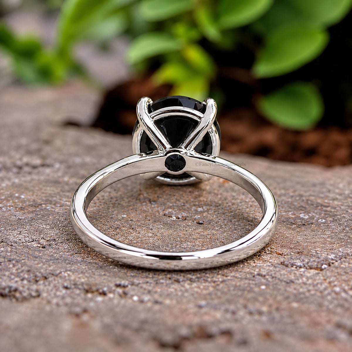 Round Black Onyx stone engagement ring 11mm 9mm 8mm 6.50mm 4mm ring silver simulant Ring Solitaire ring Diamond ring Gift for her FD505