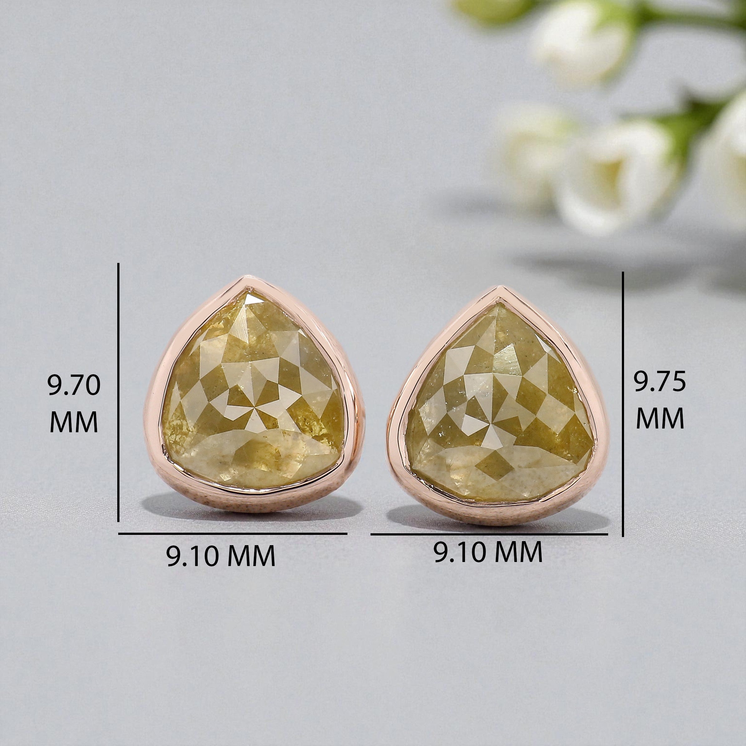 Pear Cut Yellow Color Diamond Earring 2.26 Ct 7.90 MM Pear Diamond Earring 14K Solid Rose Gold Silver Pear Cut Earring Gift For Her KDN7025