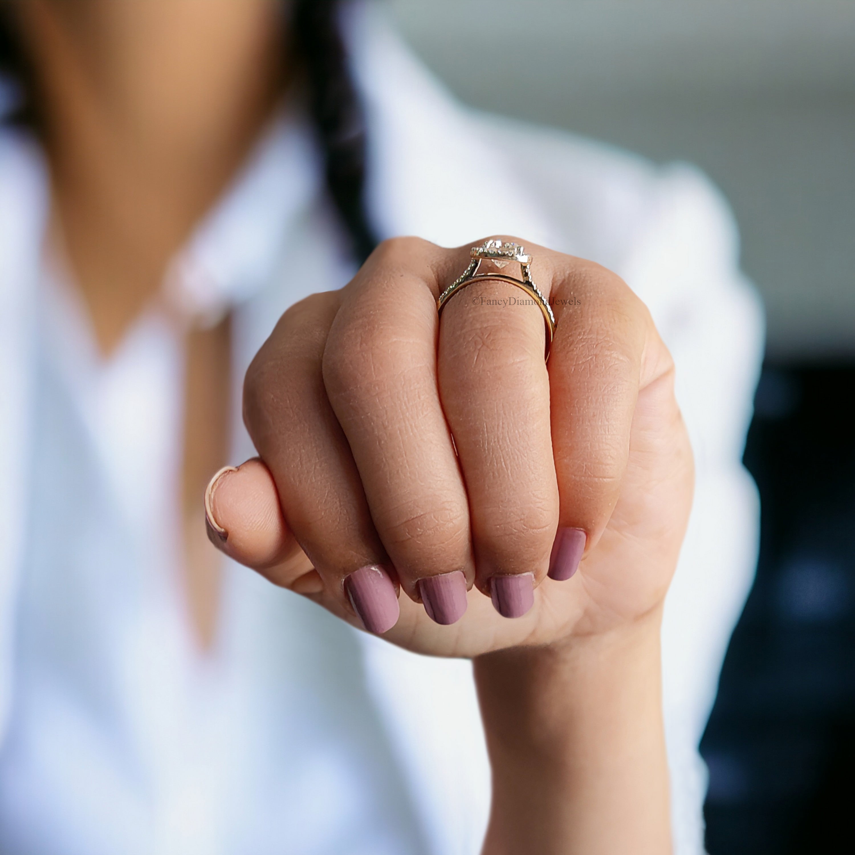 Cushion Moissanite Engagement Ring 1.00 CT Cushion Cut Moissanite Ring Halo Set Wedding Ring For Women Promise Ring Gift For Her Ring FD157