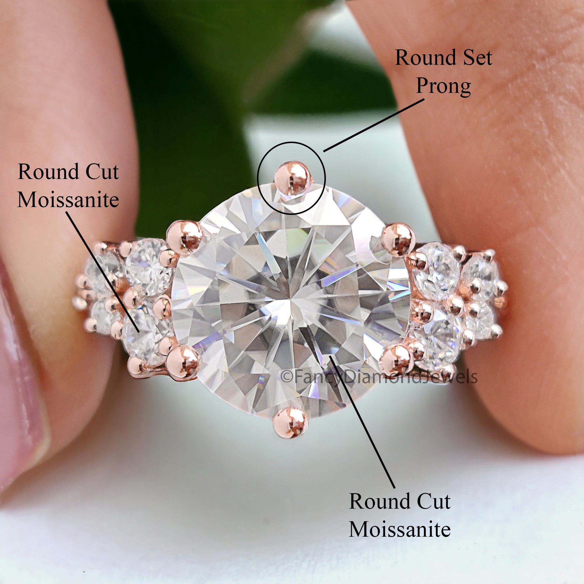 3.55 TW Round Brilliant Cut Colorless Moissanite Ring Unique Snowdrift 6 Prong Engagement Ring Wedding Ring Anniversary Gift Ring FD265